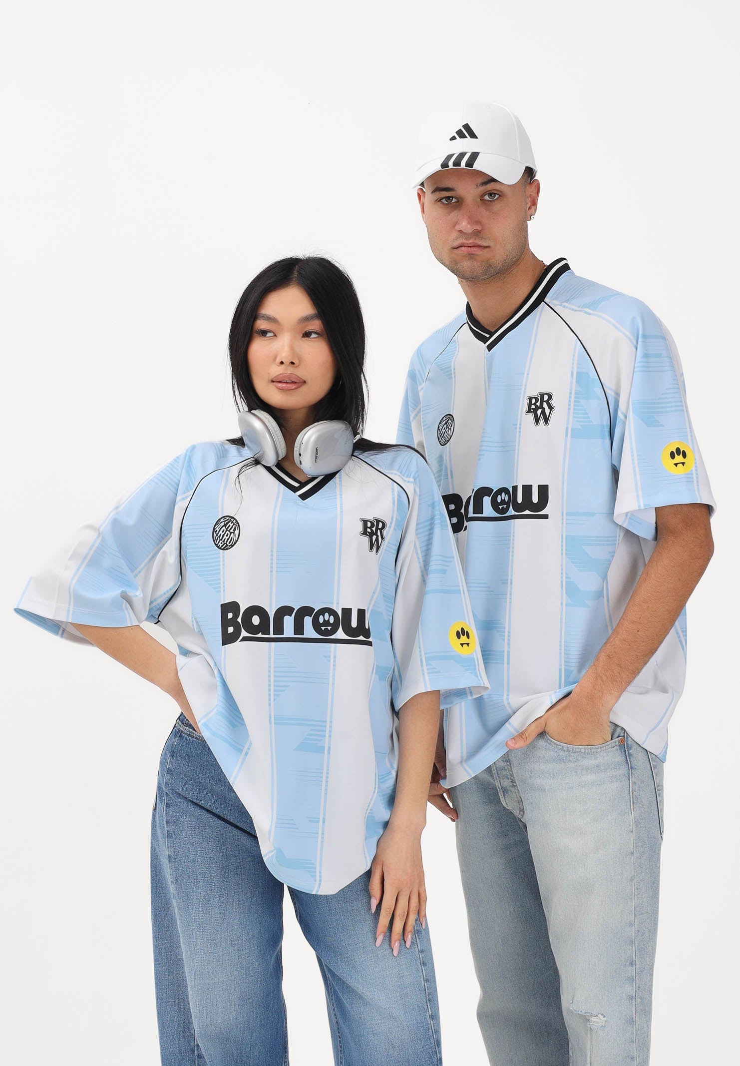 BARROW T-shirt a manica corta bianca e azzurra per uomo e donna ispirata al mondo sportswear S6BWWOTH074 41201 BARROW