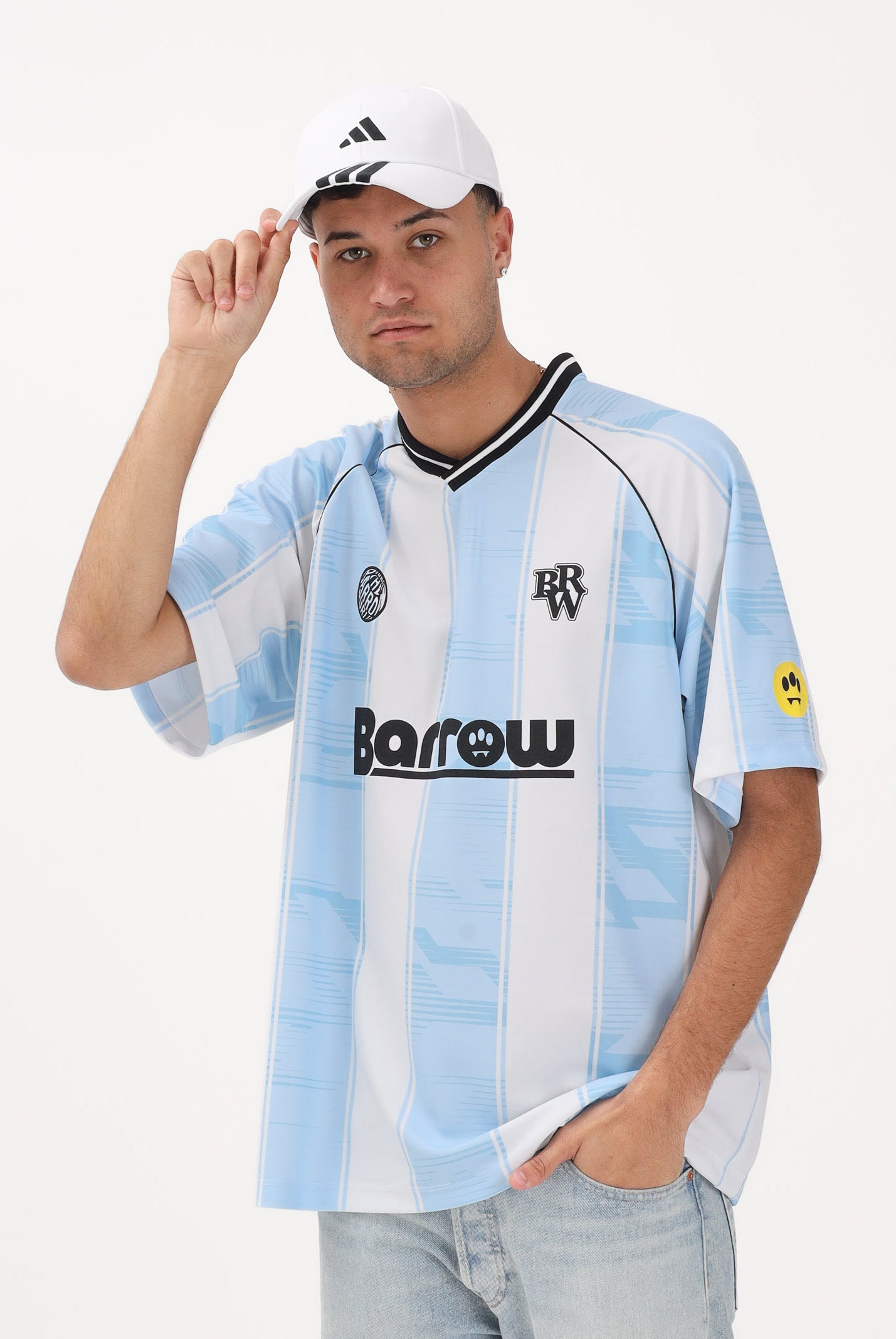 BARROW T-shirt a manica corta bianca e azzurra per uomo e donna ispirata al mondo sportswear S6BWWOTH074 41201 BARROW