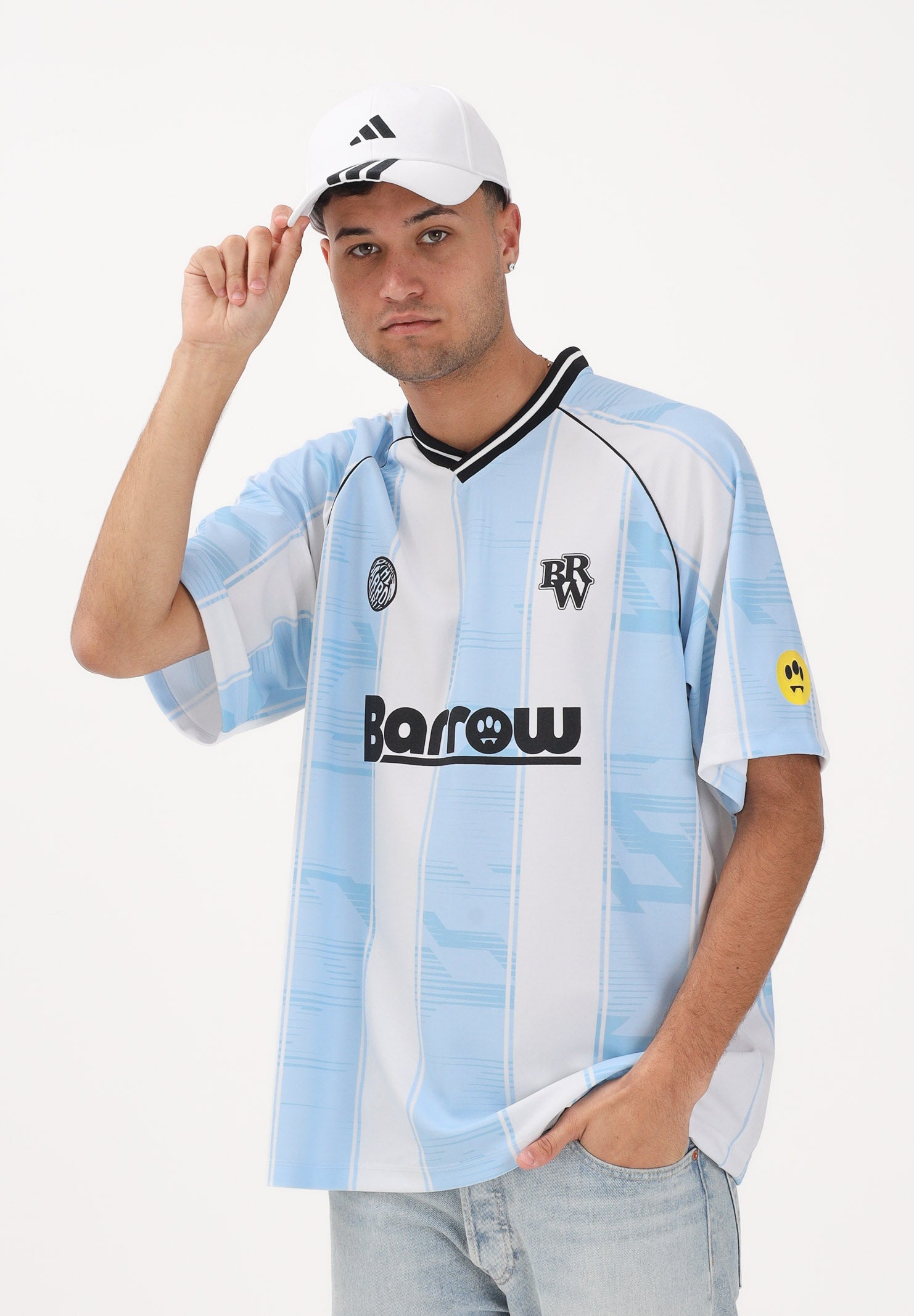 BARROW T-shirt a manica corta bianca e azzurra per uomo e donna ispirata al mondo sportswear S6BWWOTH074 41201 BARROW