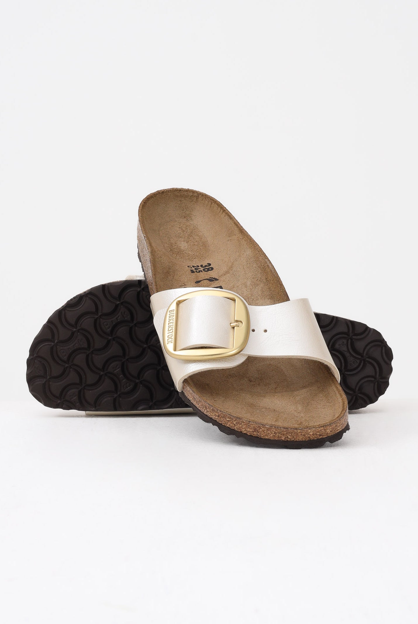 BIRKENSTOCK Ciabatte Madrid Big Buckle bianco perla da donna 1015279 . BIRKENSTOCK