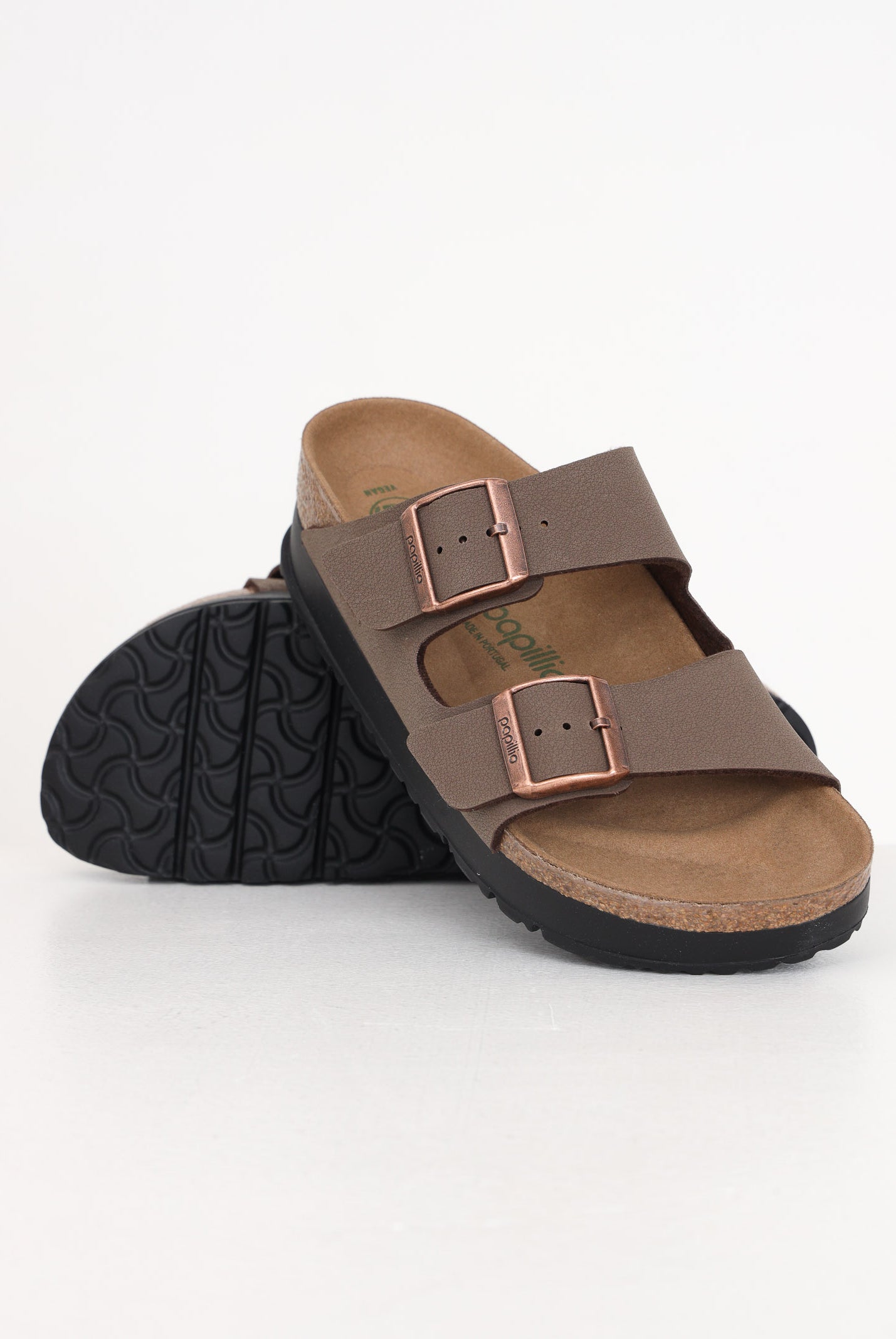BIRKENSTOCK Sandali Arizona Platform Flex Marrone Donna Con Fibbie Metalliche Dorate 1027417 . BIRKENSTOCK