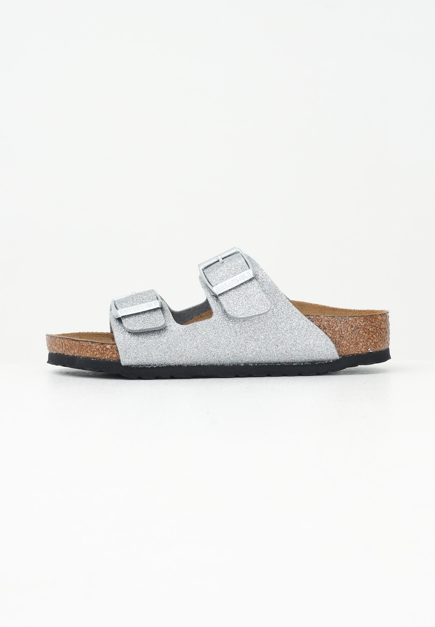 BIRKENSTOCK Ciabatte Arizona argento da bambina con glitter 1029468 . BIRKENSTOCK