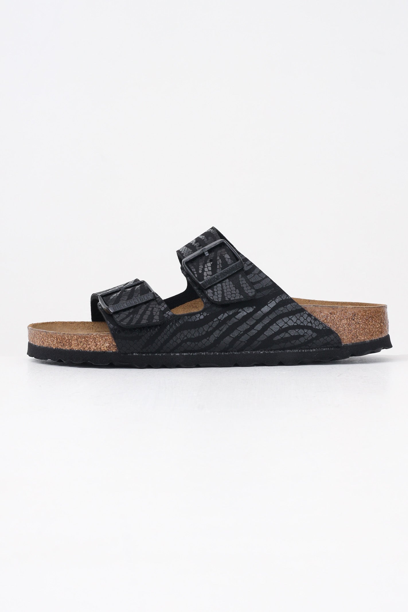 BIRKENSTOCK Ciabatte Arizona nere da donna con tomaia zebrata 1029560 . BIRKENSTOCK