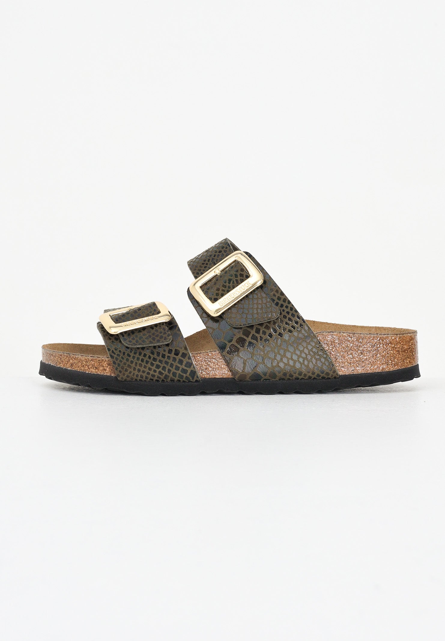 BIRKENSTOCK Ciabatte Sydney Cushion Buckle verde da donna 1030888 . BIRKENSTOCK