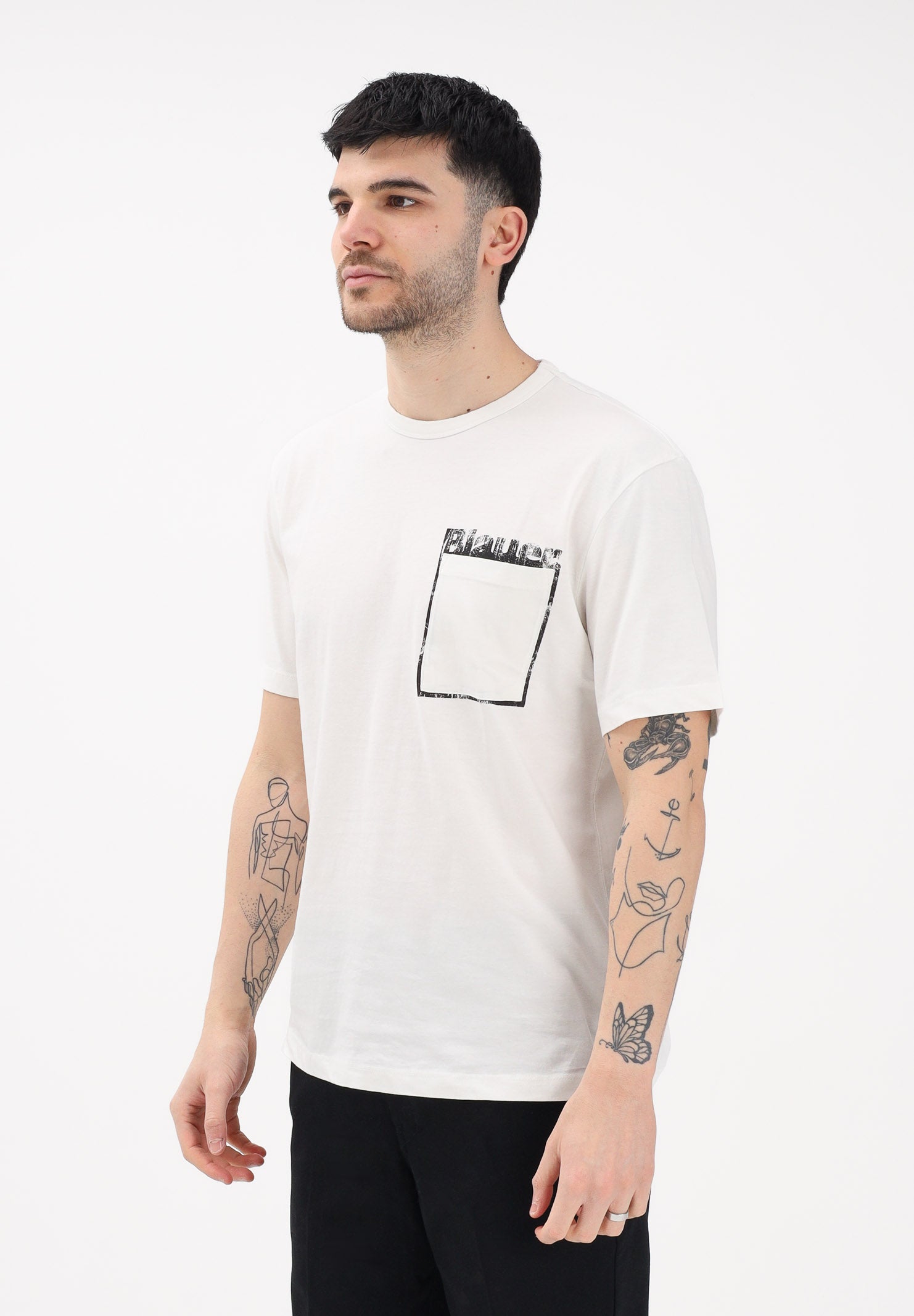 BLAUER T-shirt a manica corta panna da uomo con stampa grafica 26SBLUH02069-007439 102 BLAUER