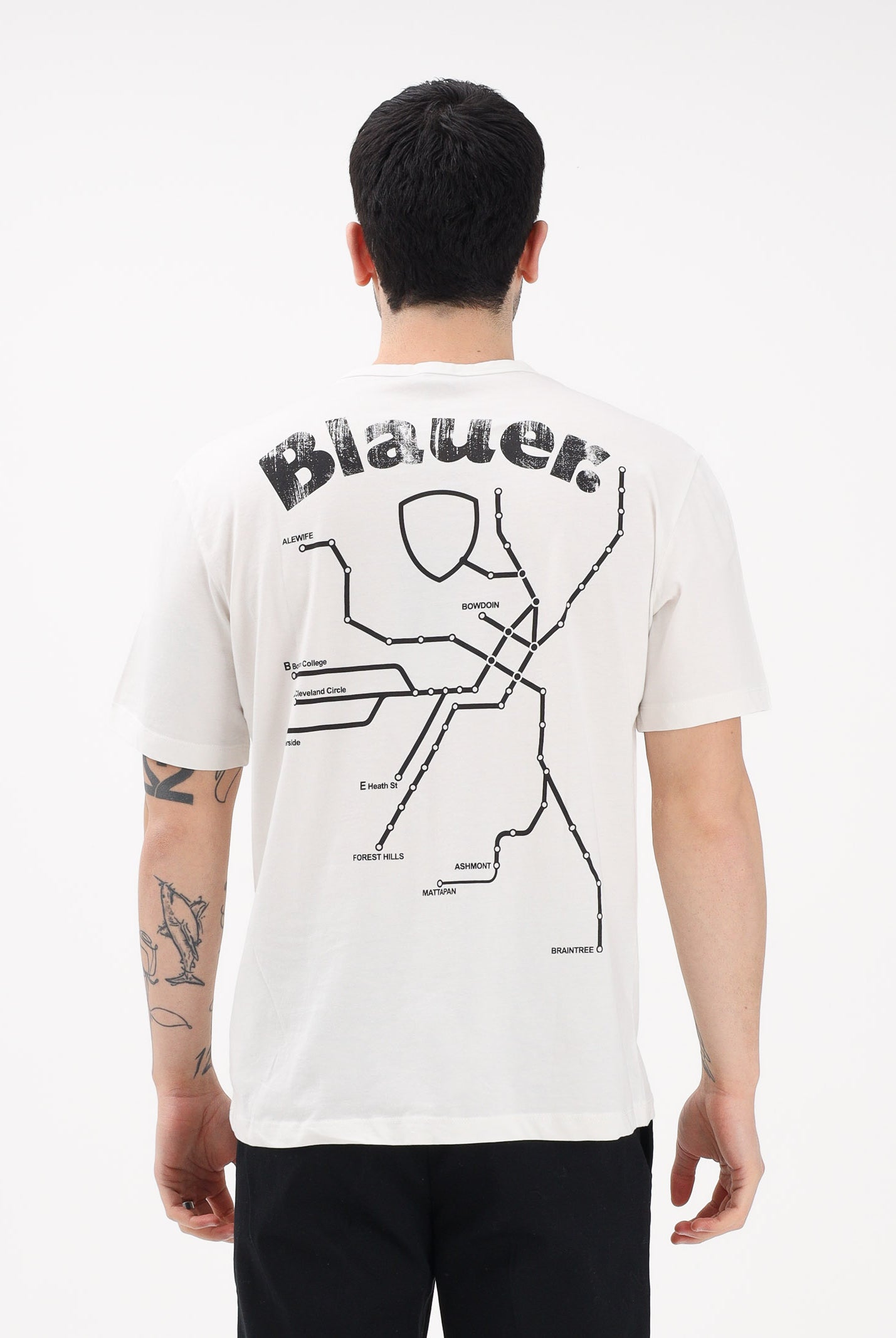 BLAUER T-shirt a manica corta panna da uomo con stampa grafica 26SBLUH02069-007439 102 BLAUER