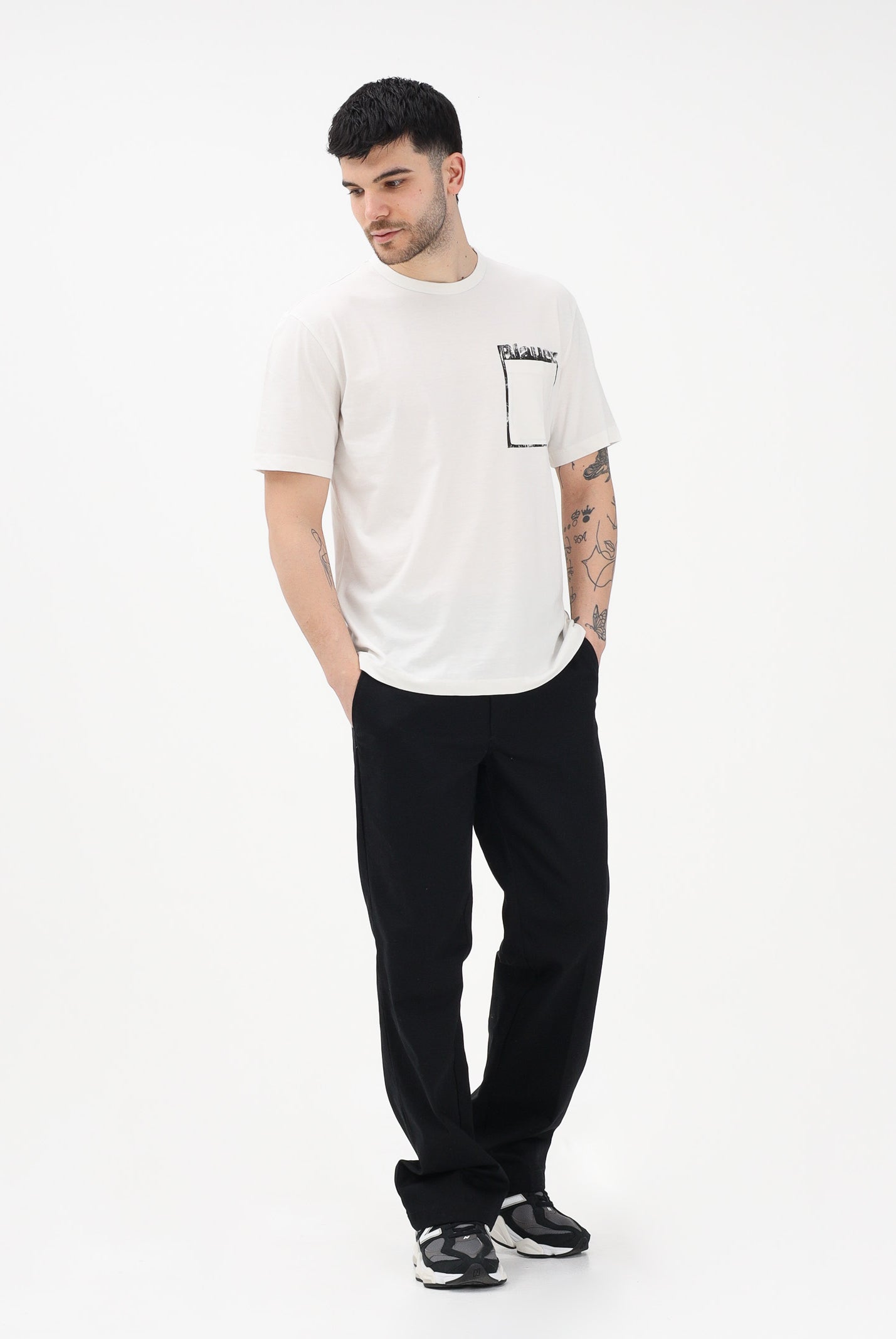 BLAUER T-shirt a manica corta panna da uomo con stampa grafica 26SBLUH02069-007439 102 BLAUER