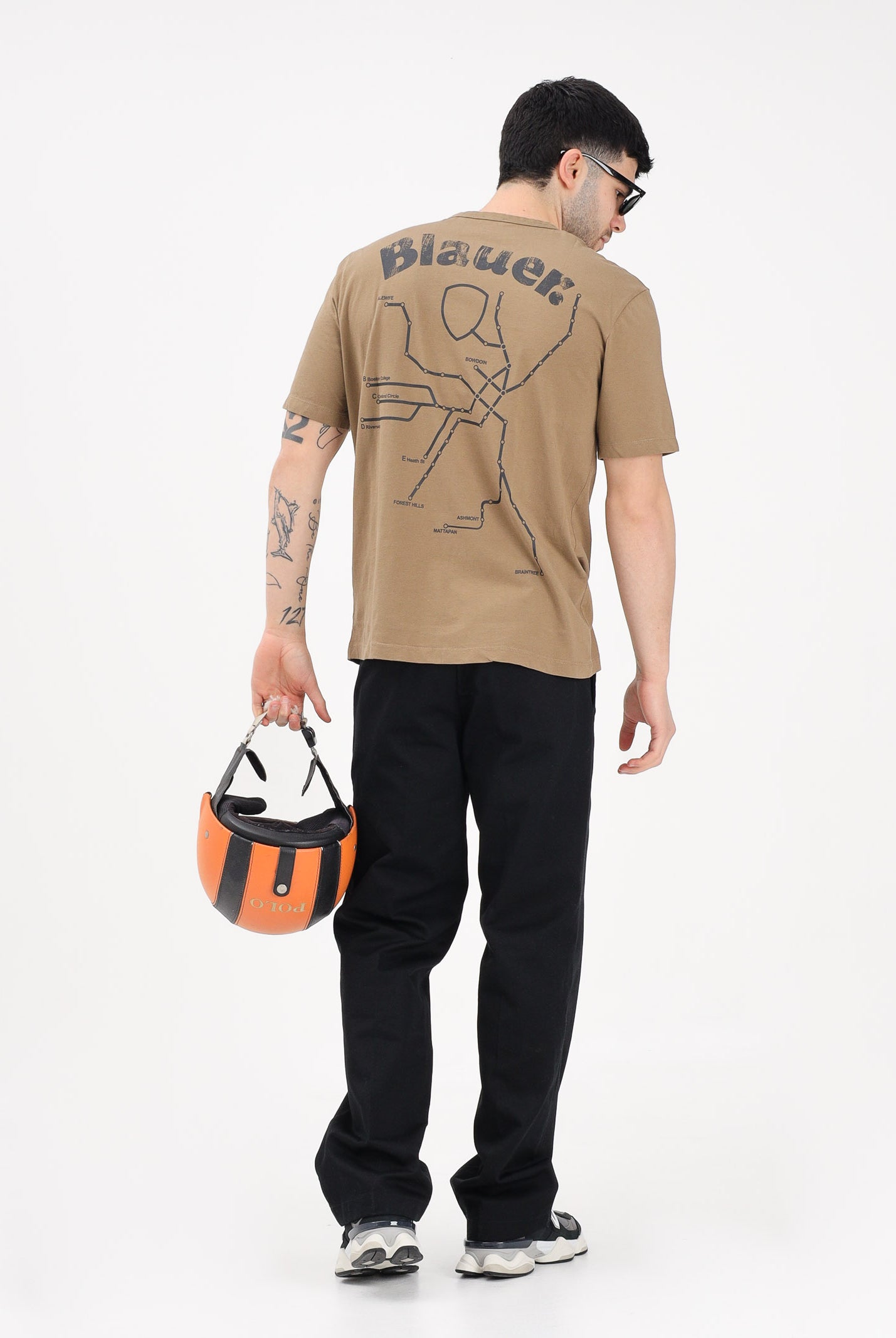 BLAUER T-shirt a manica corta marrone da uomo con stampa grafica 26SBLUH02069-007439 340 BLAUER