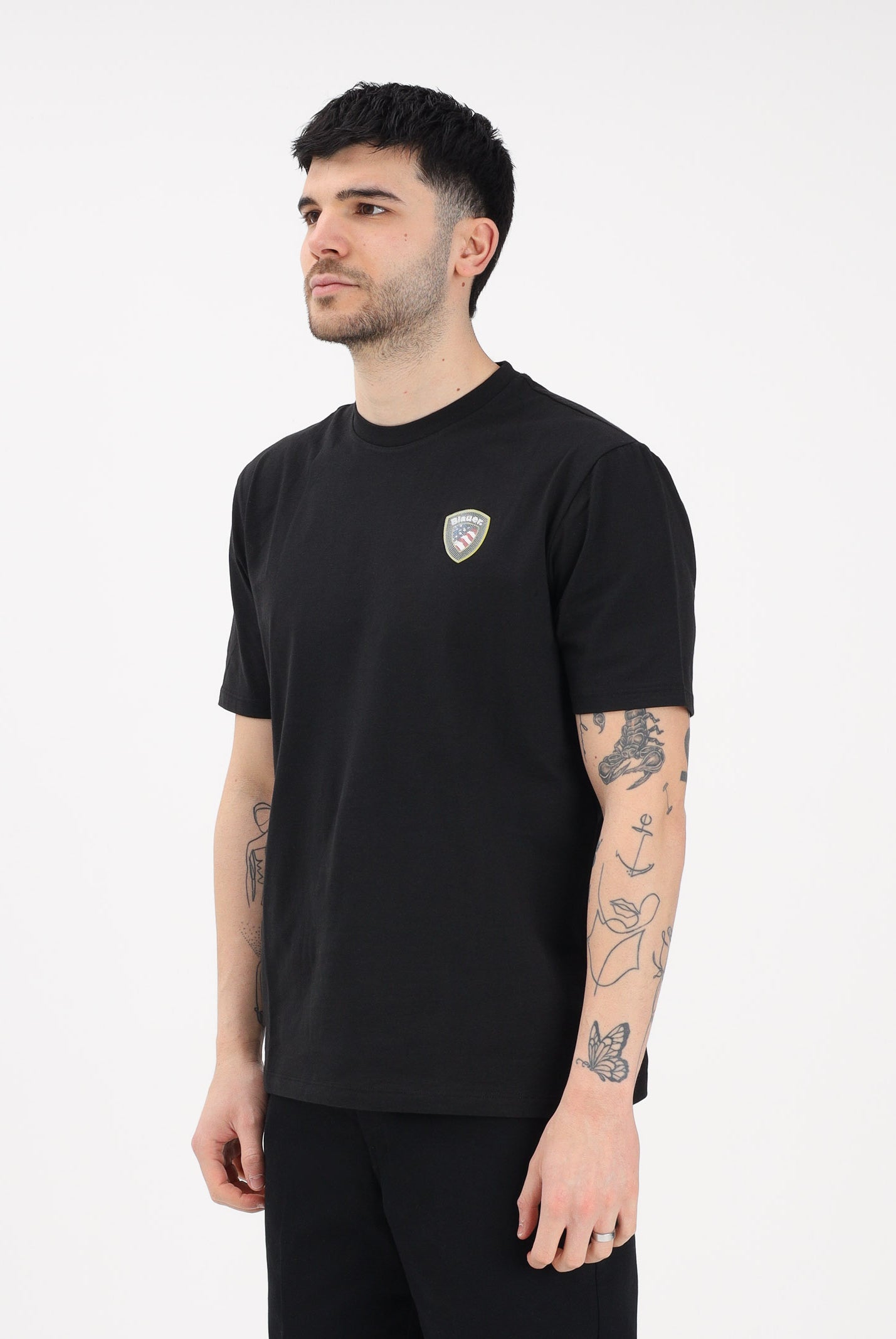 BLAUER T-shirt a manica corta FAXON nera da uomo con logo 26SBLUH02284-007480 999 BLAUER