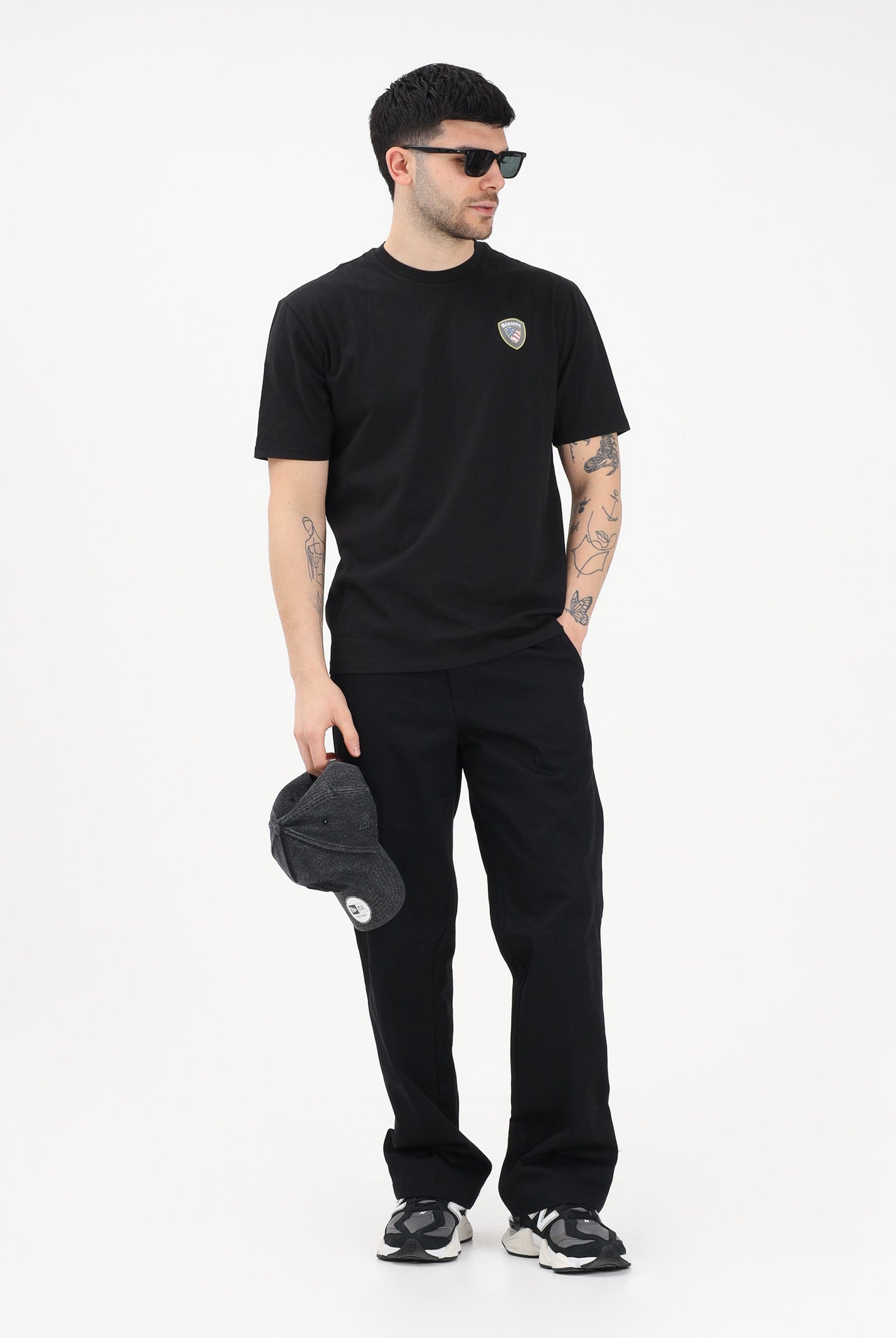 BLAUER T-shirt a manica corta FAXON nera da uomo con logo 26SBLUH02284-007480 999 BLAUER