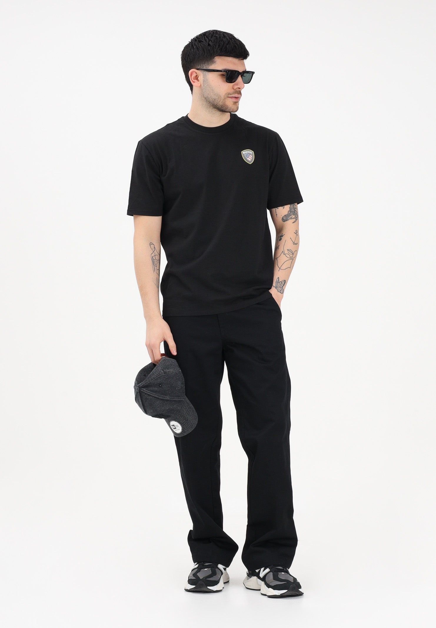 BLAUER T-shirt a manica corta FAXON nera da uomo con logo 26SBLUH02284-007480 999 BLAUER