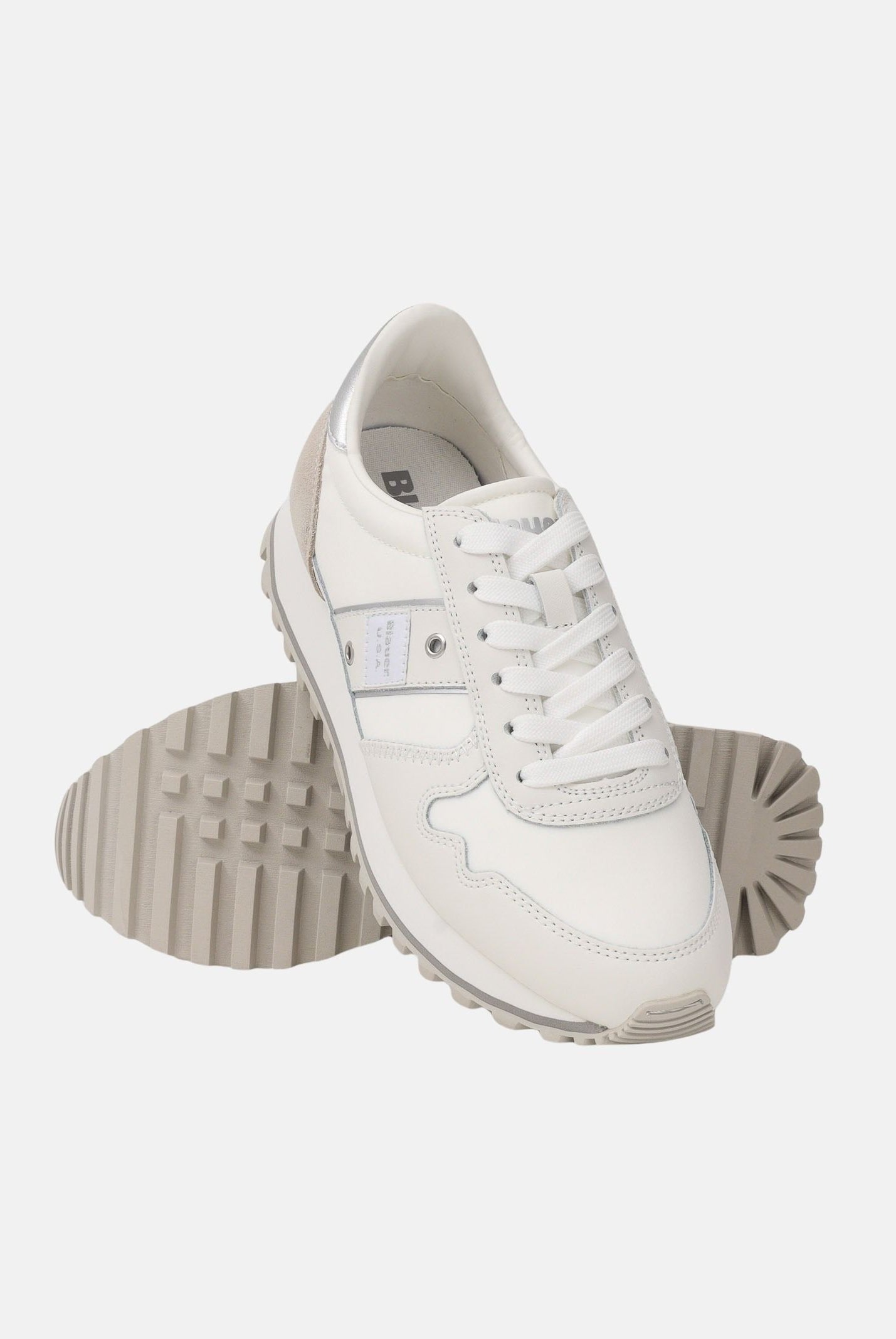 BLAUER Sneakers bianche e argento da donna con logo S6MILLEN03-NYM WHSI BLAUER