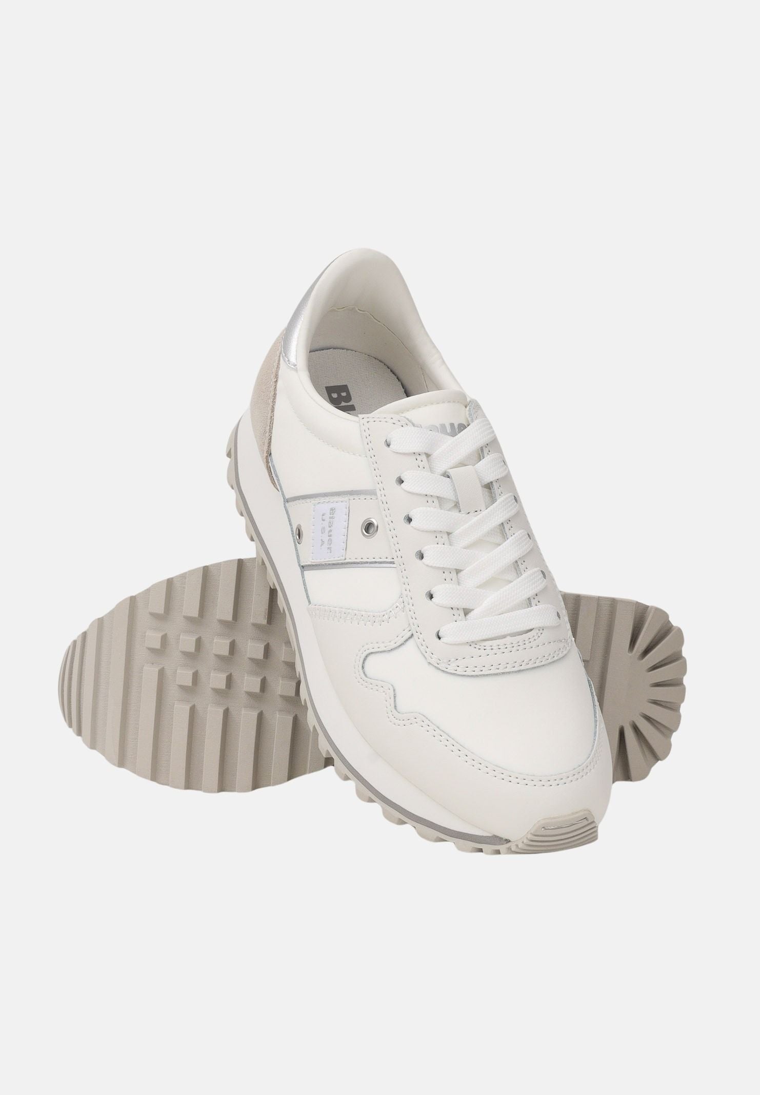BLAUER Sneakers bianche e argento da donna con logo S6MILLEN03-NYM WHSI BLAUER