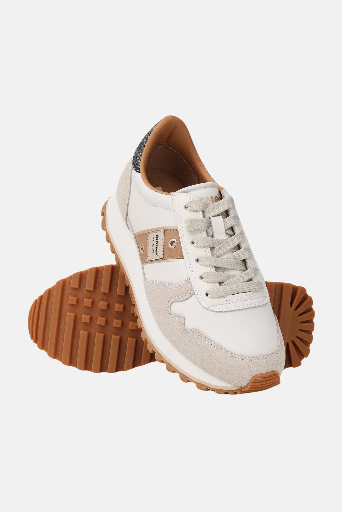 BLAUER Sneakers bianche da donna con inserti a contrasto S6MILLEN03-SUP CRBL BLAUER