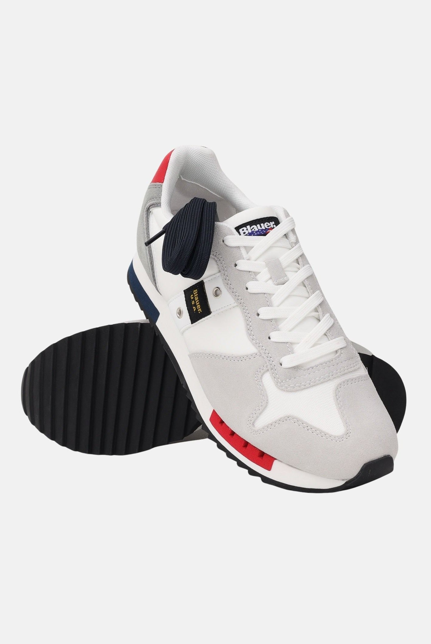 BLAUER Sneakers bianche e grigie da uomo con logo S6QUEENS01-MES WR BLAUER