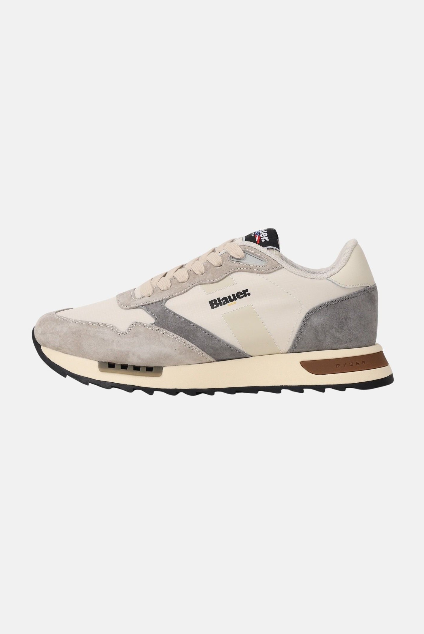 BLAUER Sneakers panna e grigie da uomo con logo S6RYDER01-NYS CRGR BLAUER