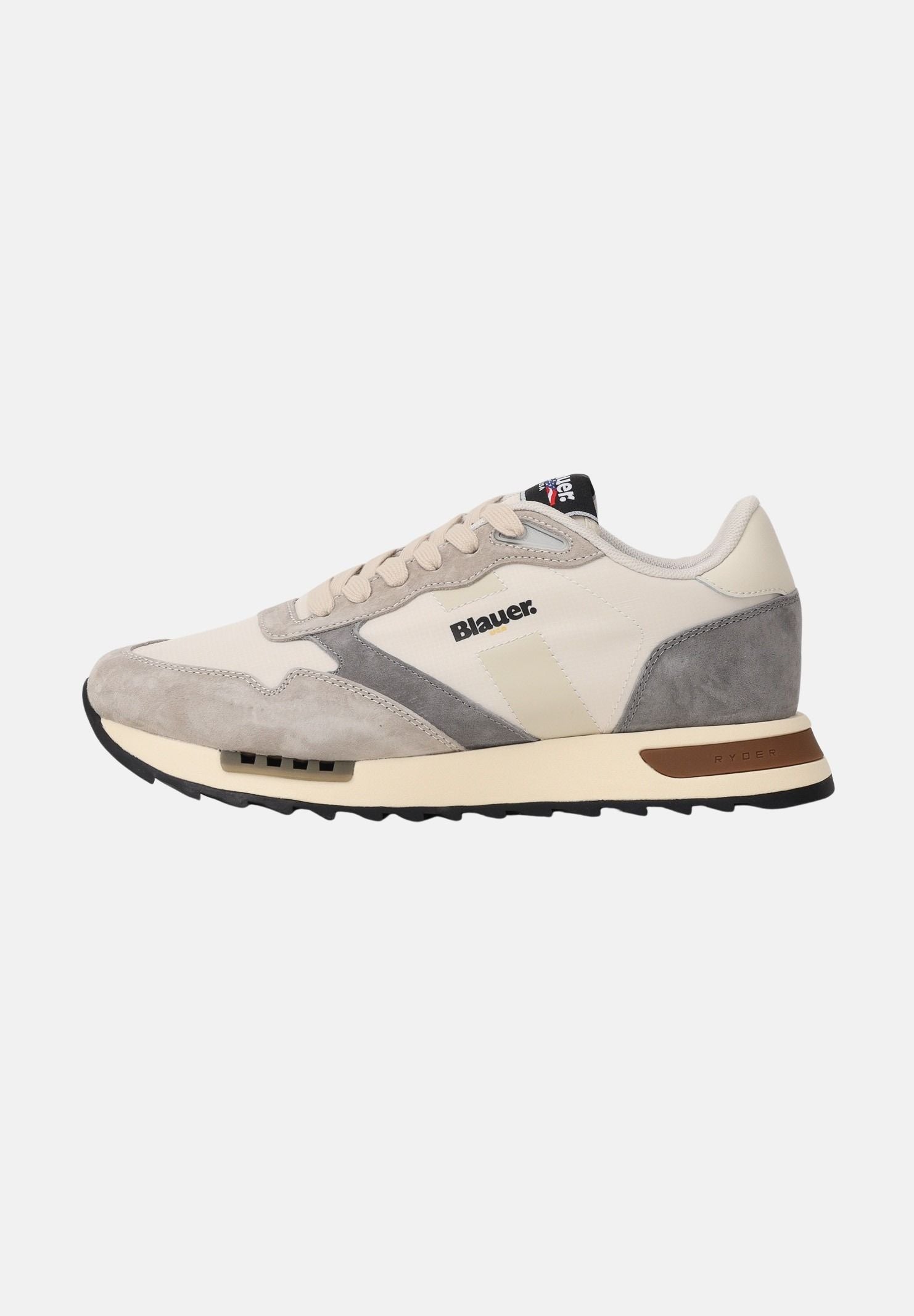 BLAUER Sneakers panna e grigie da uomo con logo S6RYDER01-NYS CRGR BLAUER