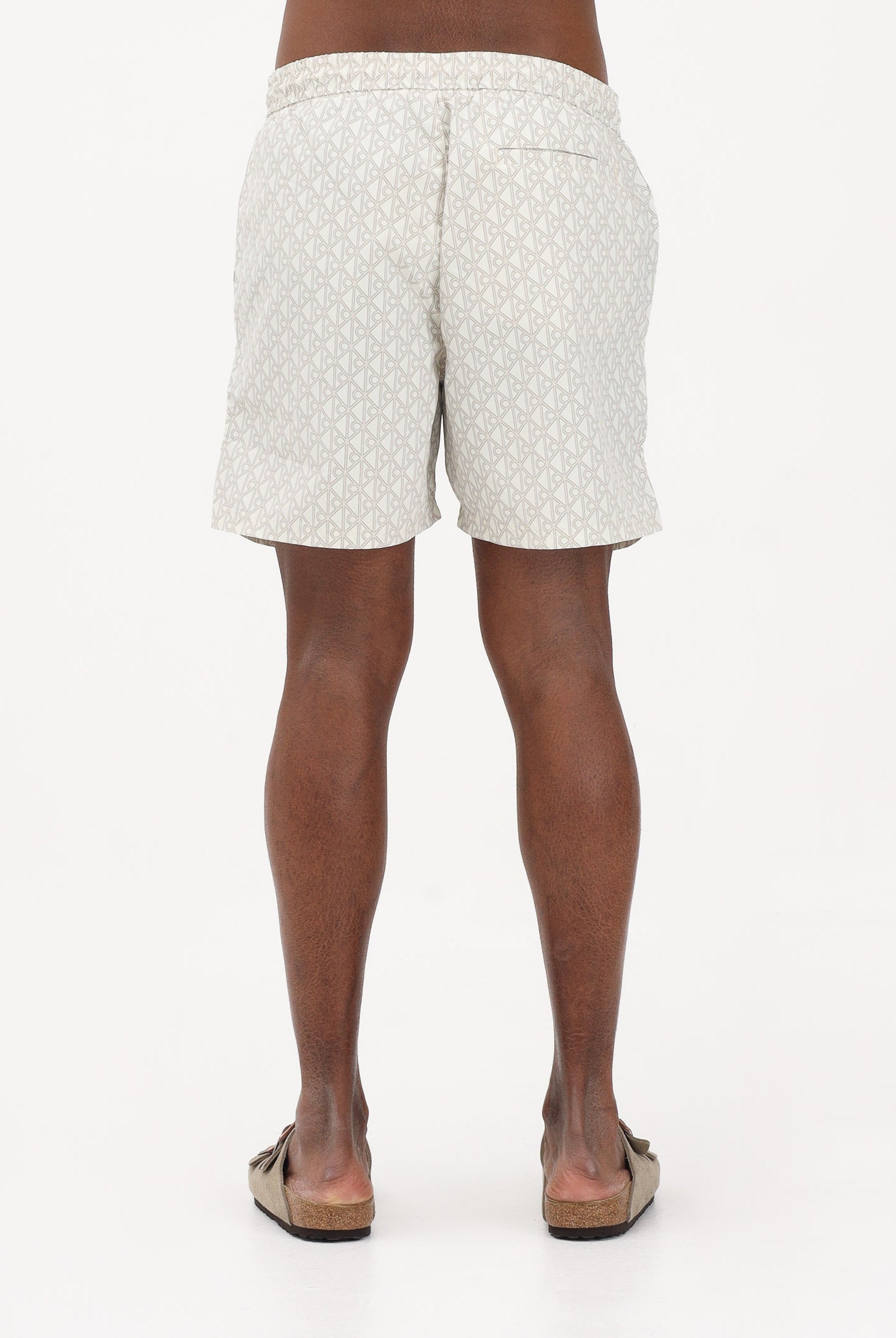 CALVIN KLEIN Shorts mare panna da uomo con micro fantasia monogram LV00N61027 3AF CALVIN KLEIN
