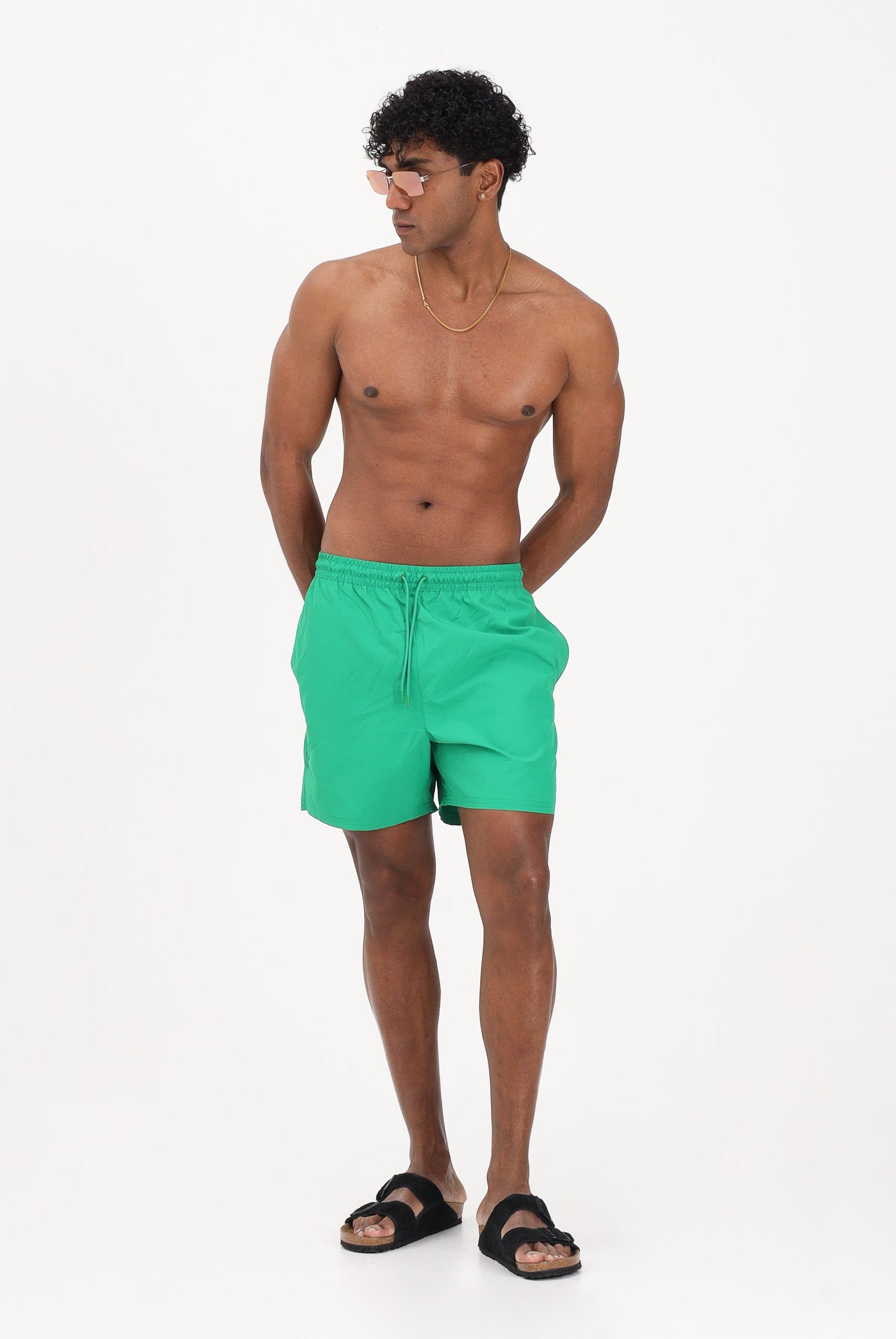 CALVIN KLEIN Shorts mare verde da uomo con logo LV00N61045 QCP CALVIN KLEIN