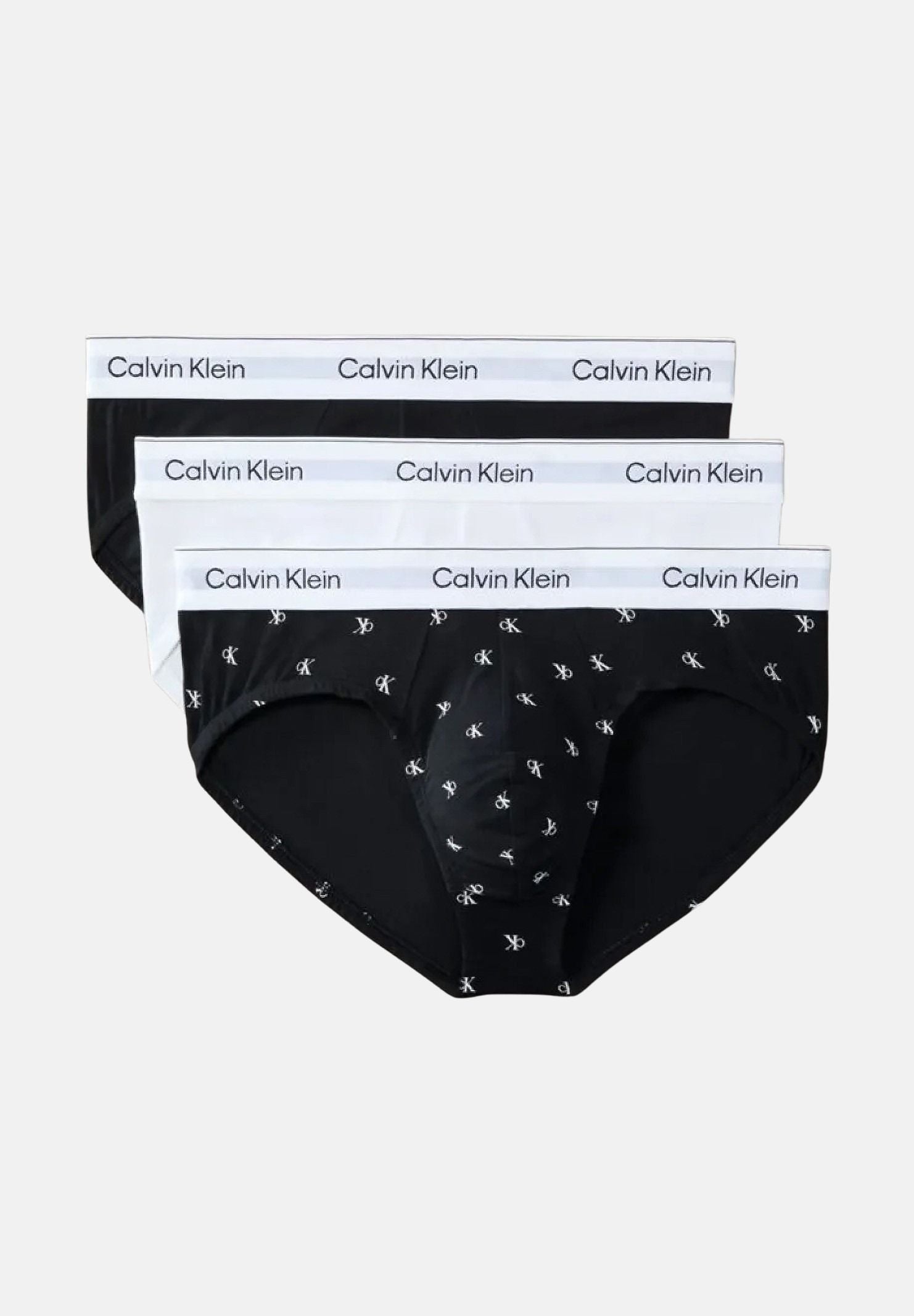 CALVIN KLEIN Slip (3 paia) bianco, nero e a fantasia da uomo LV00NB4388 3TH CALVIN KLEIN