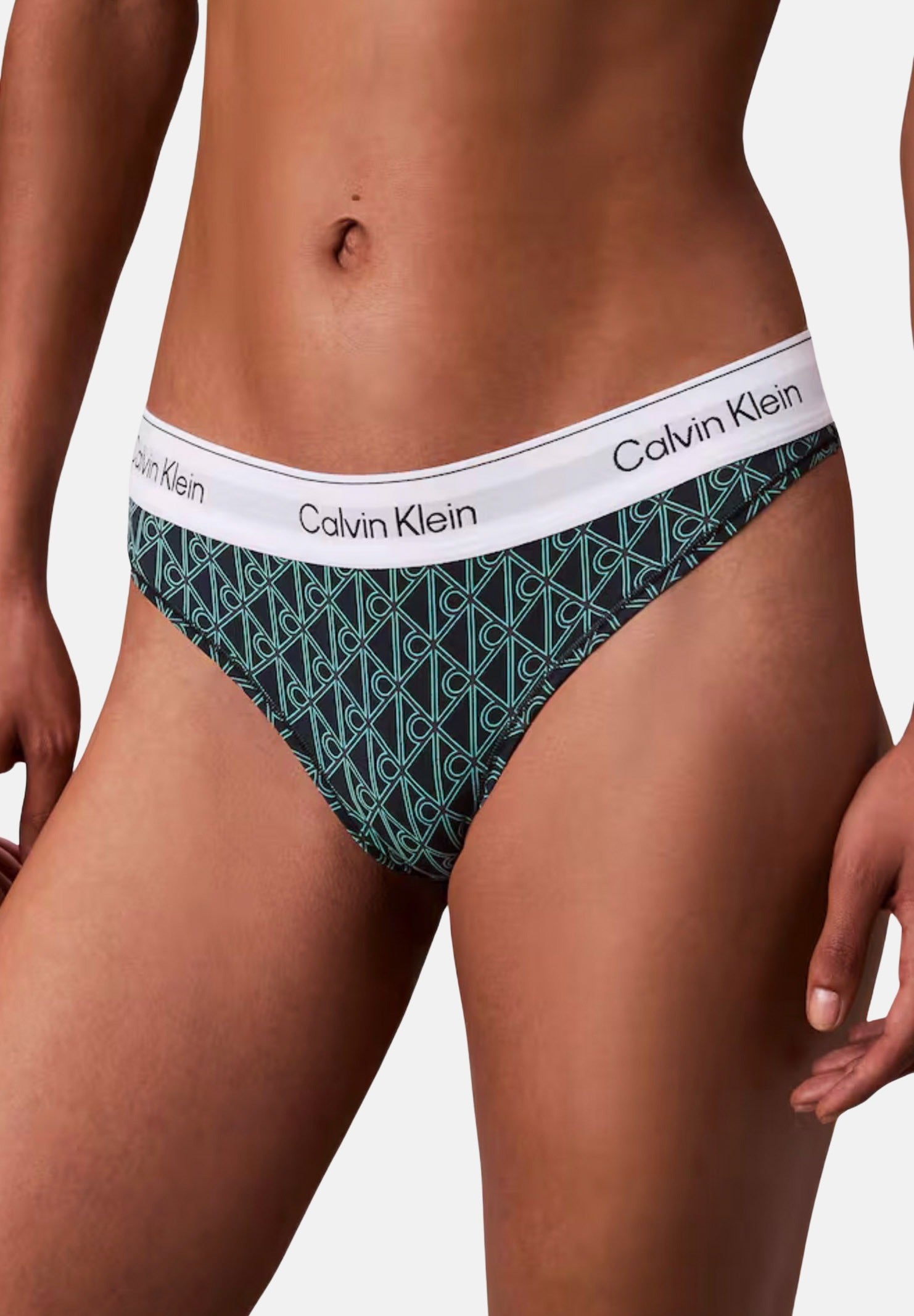 CALVIN KLEIN Perizoma verde da donna con monogramma CK LV00QF8518 2QD CALVIN KLEIN