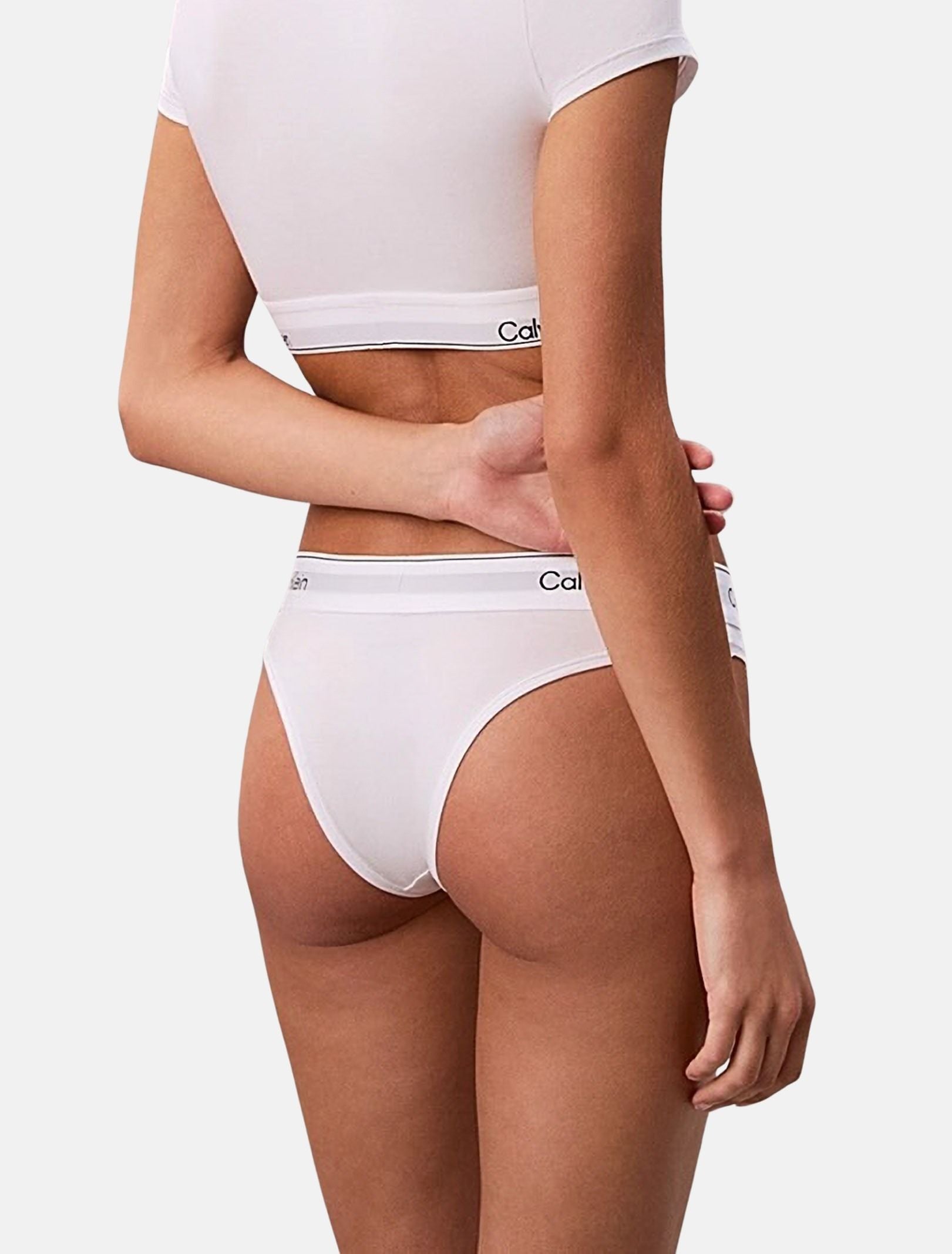 CALVIN KLEIN Slip bianco da donna con fascia elastica logata LV00QF8522 100 CALVIN KLEIN