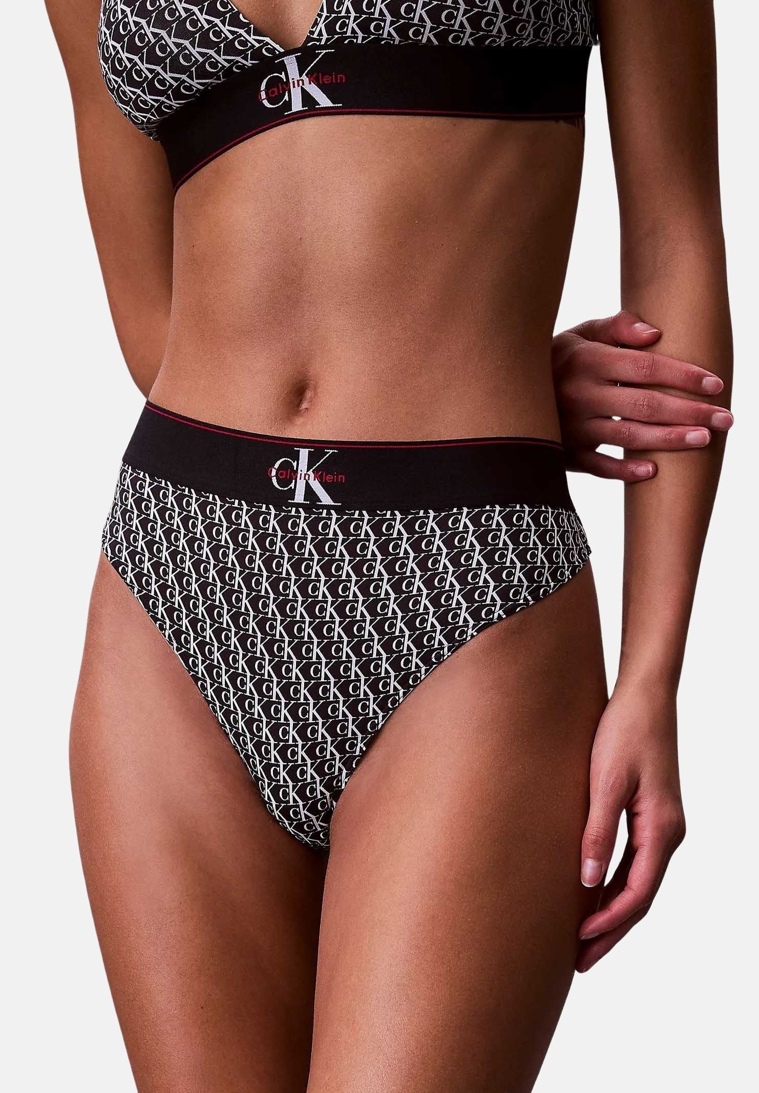 CALVIN KLEIN Perizoma nero da donna caratterizzato da una stampa all-over CK LV00QF8813 2Y1 CALVIN KLEIN