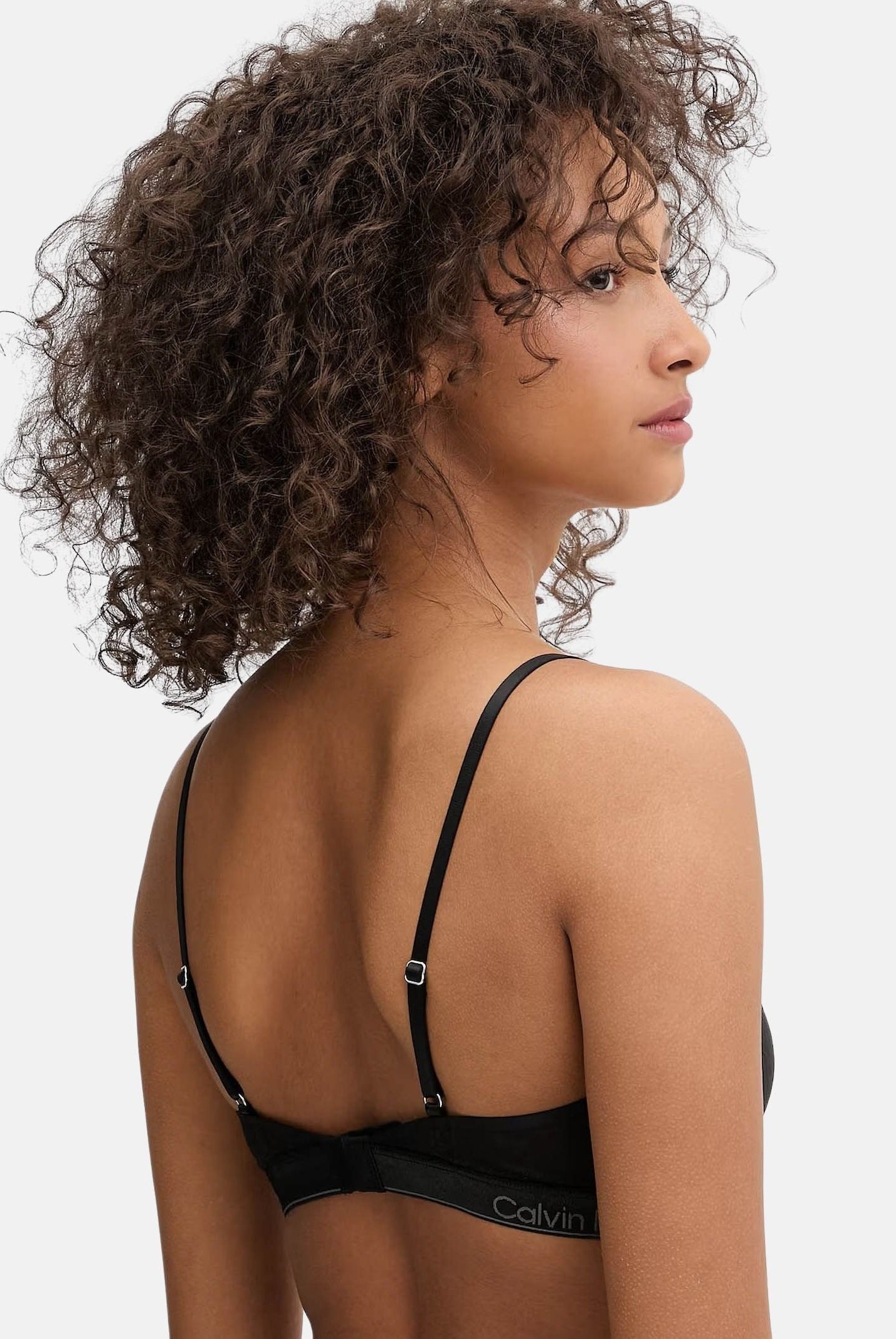 CALVIN KLEIN Bralette nera da donna semi-trasparente con logo LV00QF8871 UB1 CALVIN KLEIN
