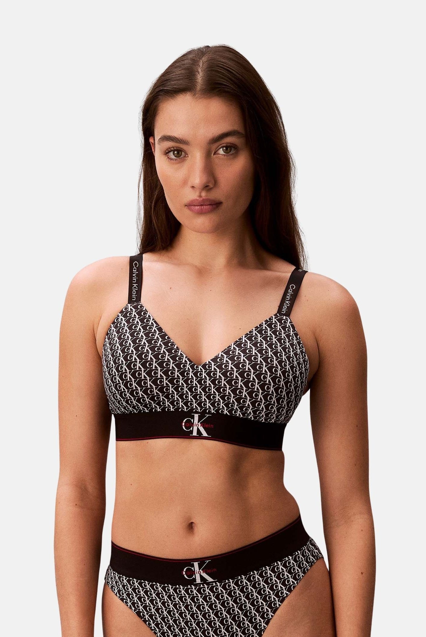 CALVIN KLEIN Bralette nera da donna con stampa logo LV00QF8877 2Y1 CALVIN KLEIN