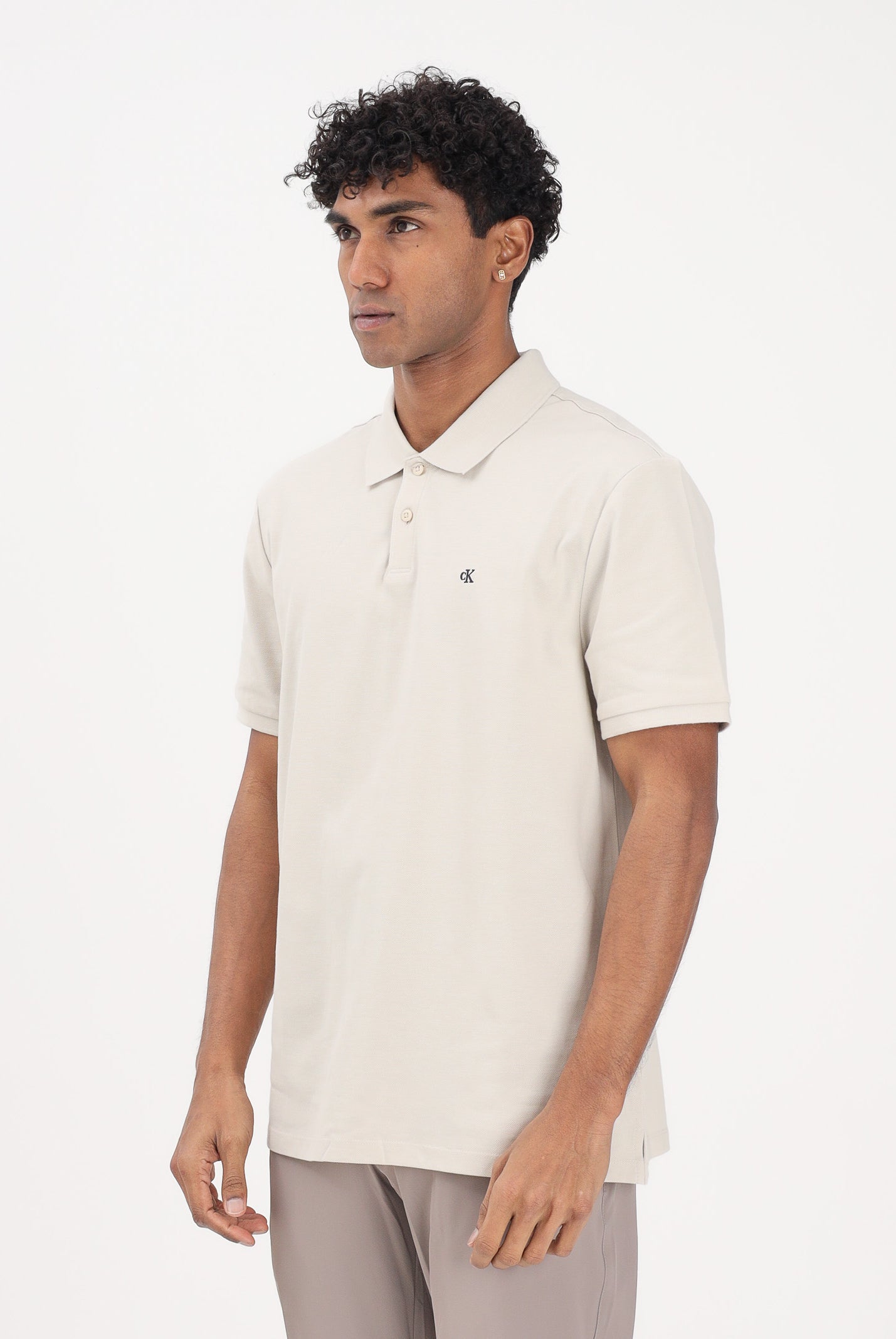 CALVIN KLEIN JEANS Polo a manica corta beige da uomo con logo LV040EM269 2JX CALVIN KLEIN JEANS