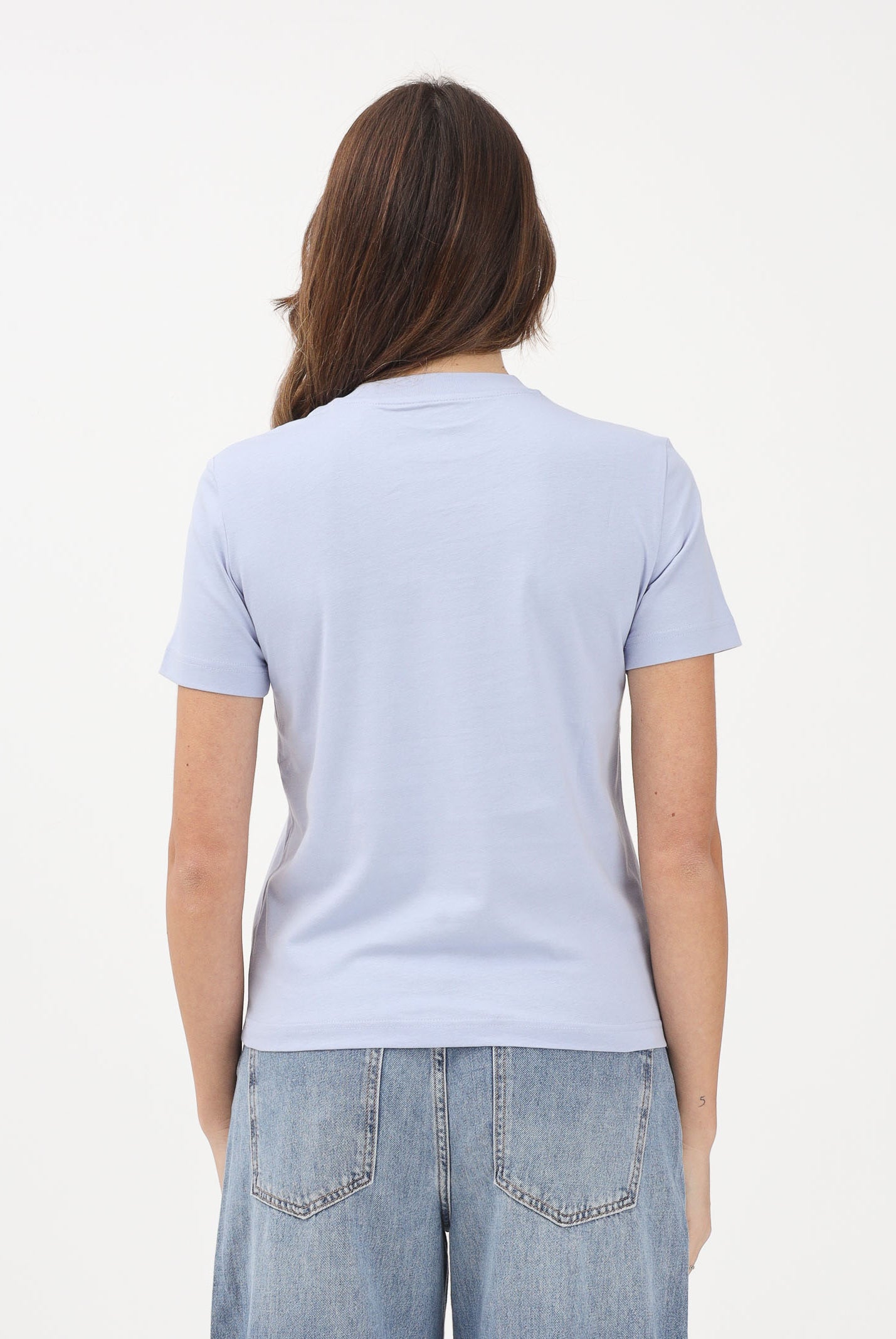 CALVIN KLEIN JEANS T-shirt a manica corta celeste da donna con logo LV047B865GTKF . CALVIN KLEIN JEANS