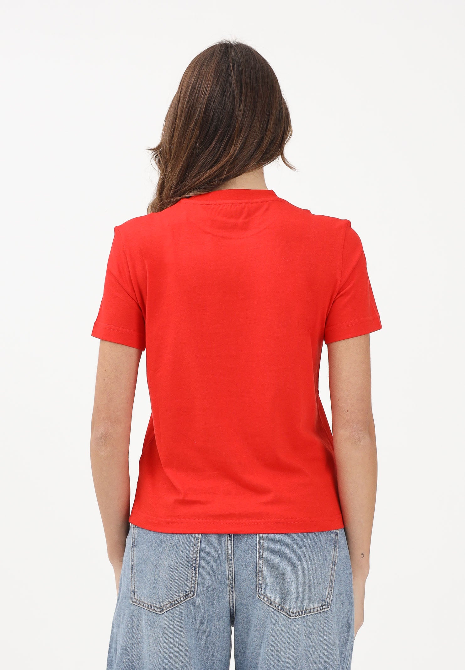 CALVIN KLEIN JEANS T-shirt a manica corta rossa da donna con logo LV047B865GVMT . CALVIN KLEIN JEANS