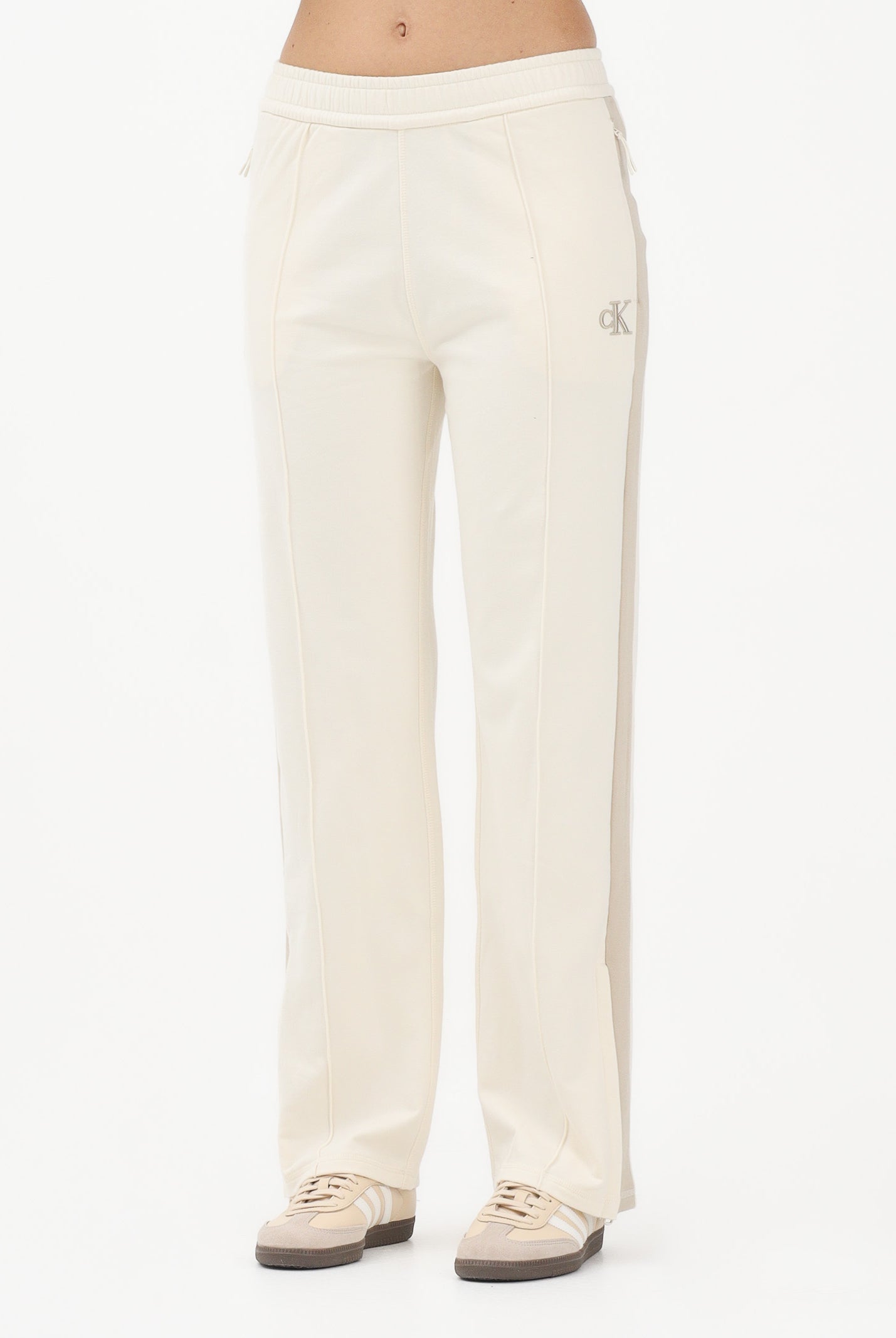 CALVIN KLEIN JEANS Pantalone sportivo beige da donna con logo LV047E225GYAC . CALVIN KLEIN JEANS