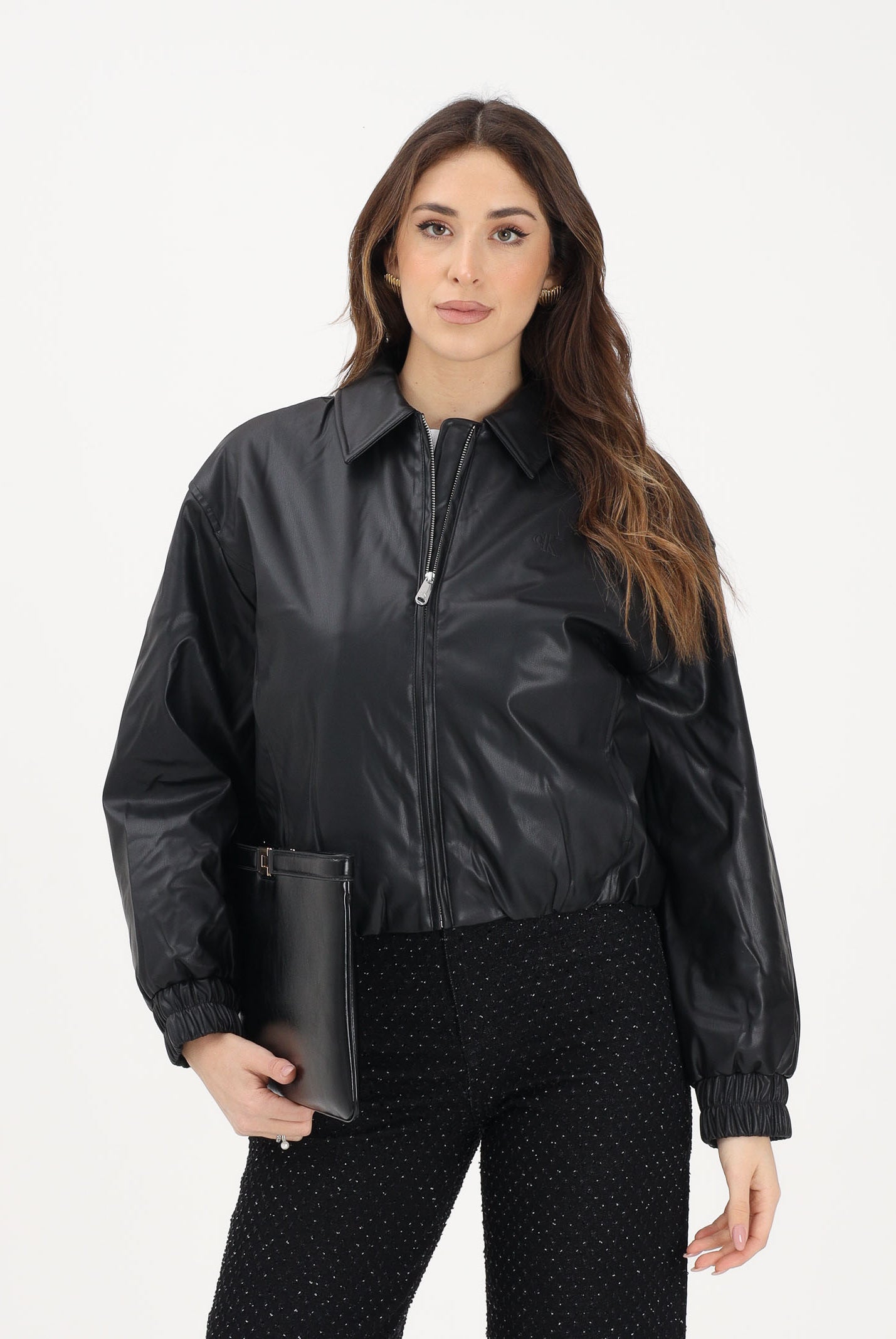 CALVIN KLEIN JEANS Giubbotto in ecopelle nero da donna LV047E507GUB1 . CALVIN KLEIN JEANS