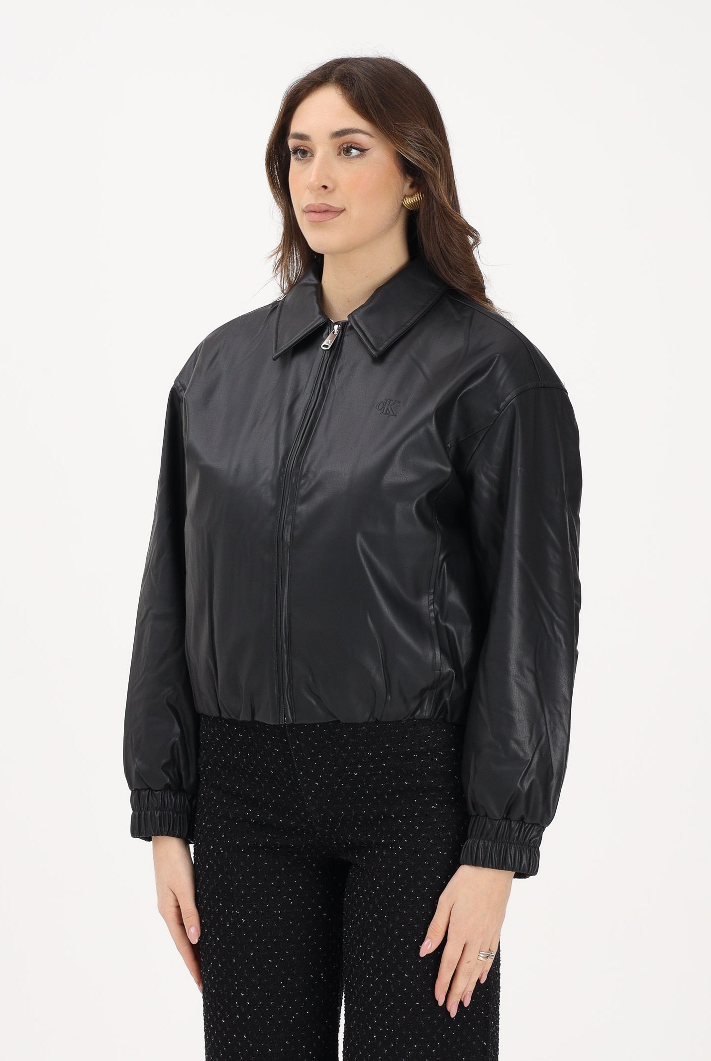 CALVIN KLEIN JEANS Giubbotto in ecopelle nero da donna LV047E507GUB1 . CALVIN KLEIN JEANS