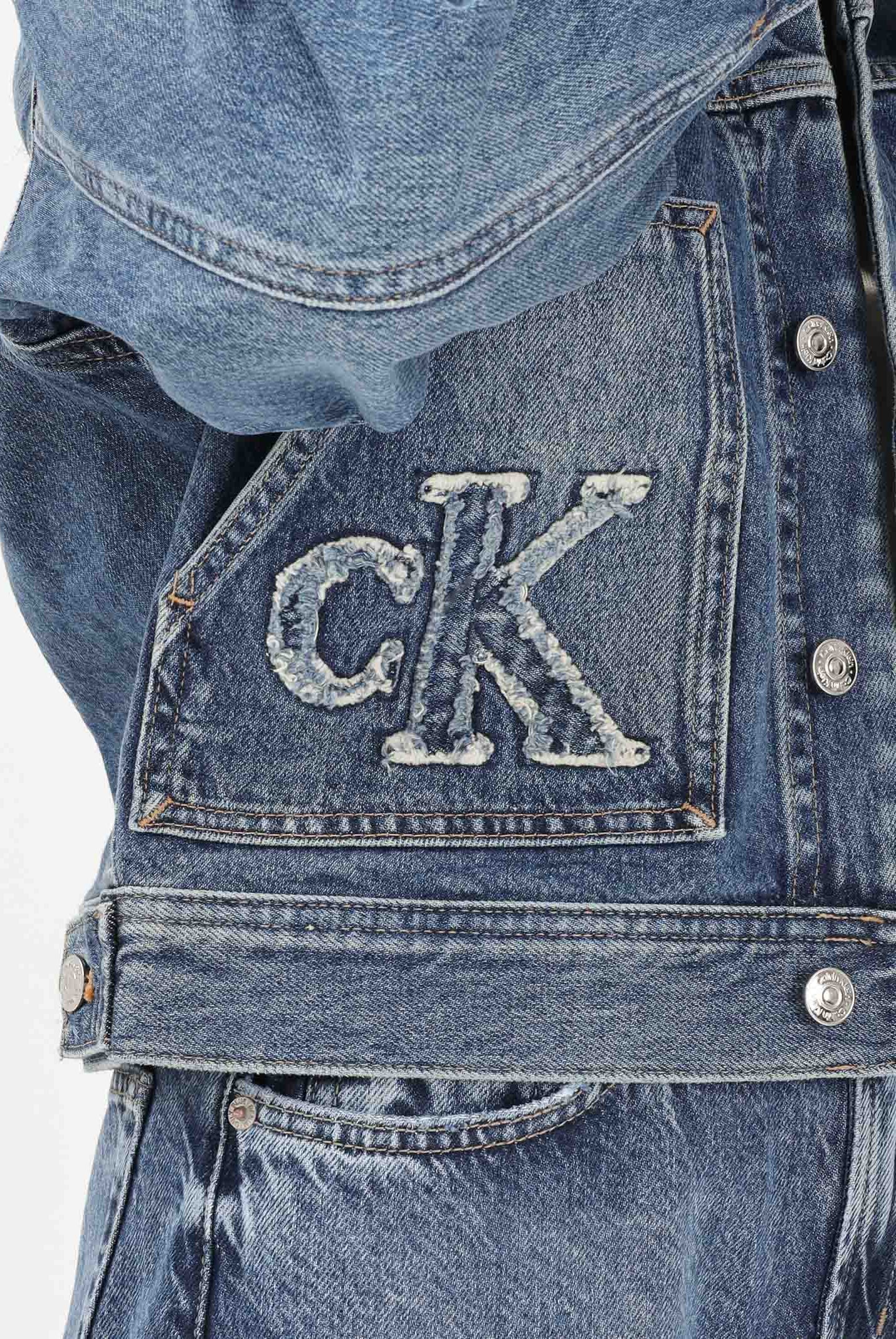 CALVIN KLEIN JEANS Giubbotto in denim medio da donna con logo LV047E906G3NL . CALVIN KLEIN JEANS