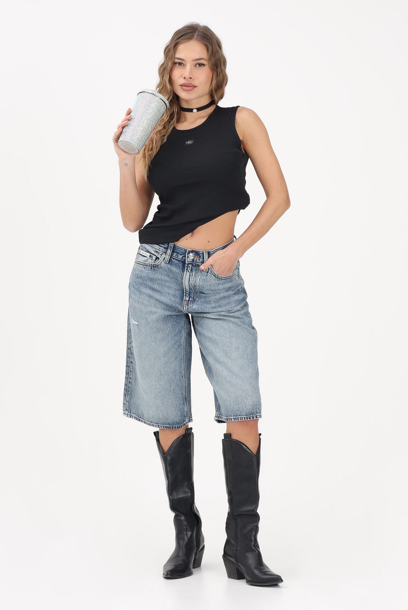 CALVIN KLEIN JEANS Canotta nera da donna con cut-out sulla schiena LV047F246G UB1 CALVIN KLEIN JEANS