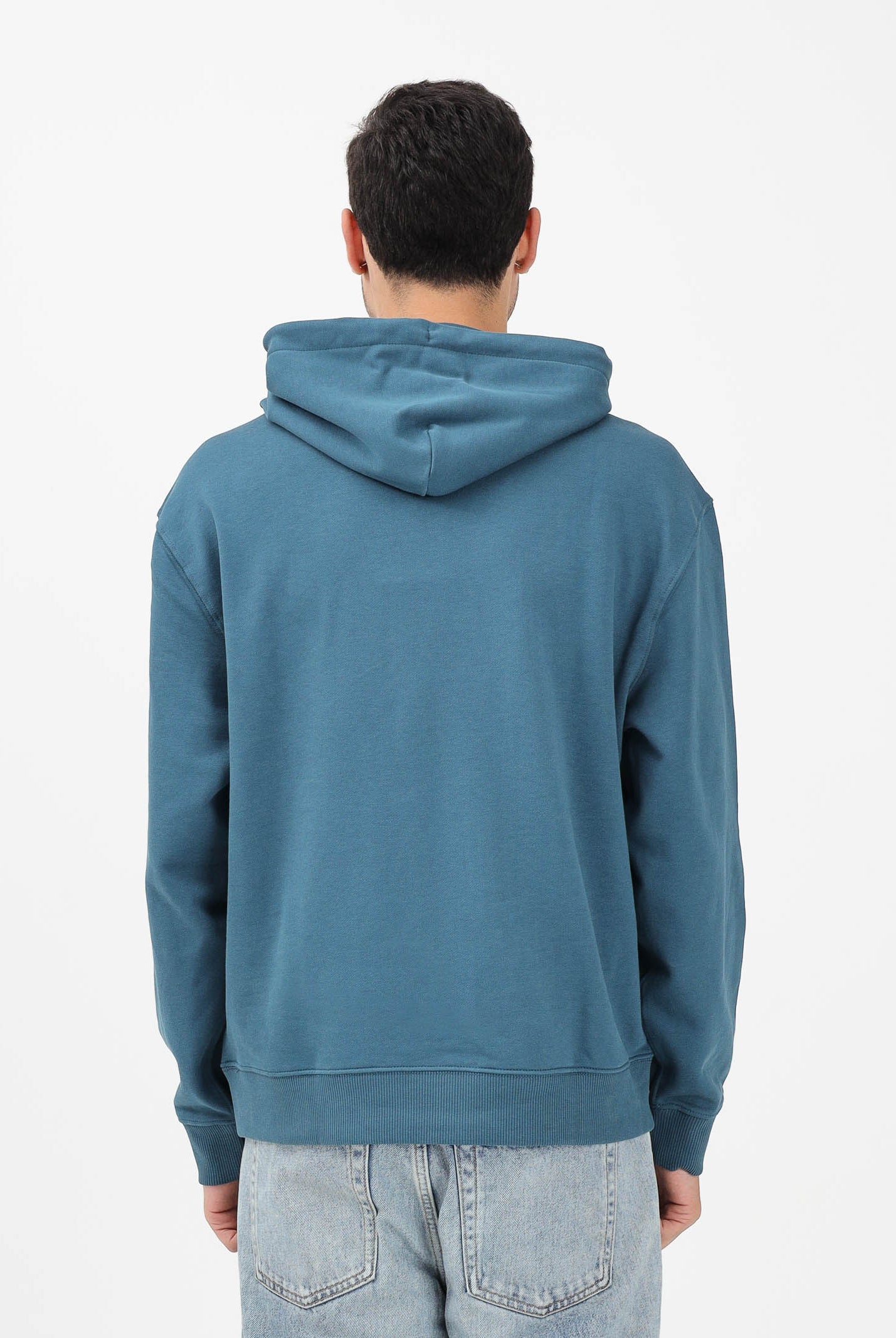 CALVIN KLEIN JEANS Felpa con cappuccio ottanio da uomo con logo LV04RC274G2ET . CALVIN KLEIN JEANS