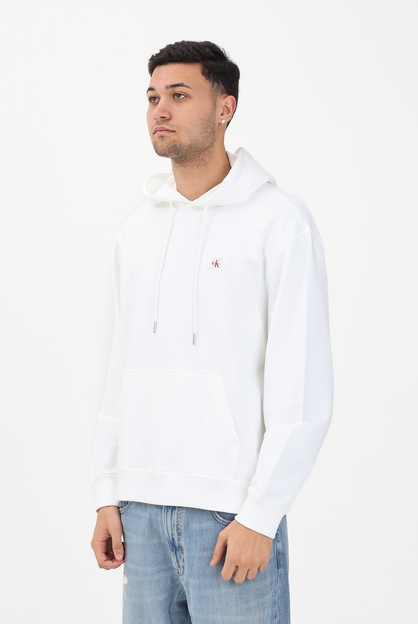 CALVIN KLEIN JEANS Felpa con cappuccio bianca da uomo con logo LV04RC274GYAF . CALVIN KLEIN JEANS