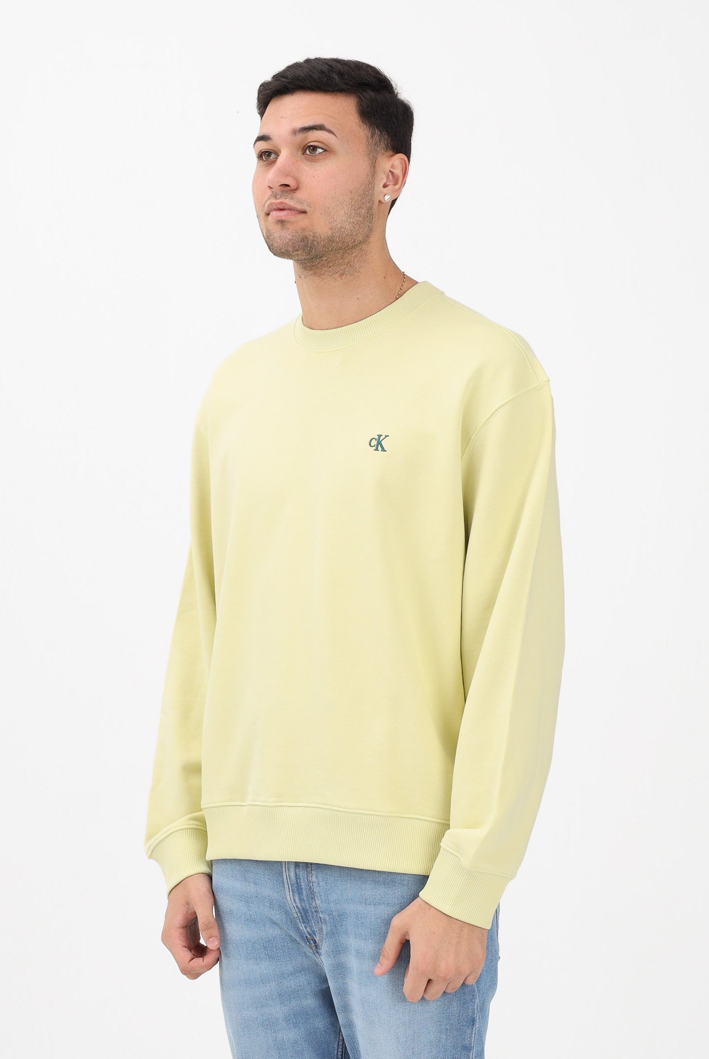 CALVIN KLEIN JEANS Felpa girocollo lime da uomo LV04RC296G2EZ . CALVIN KLEIN JEANS