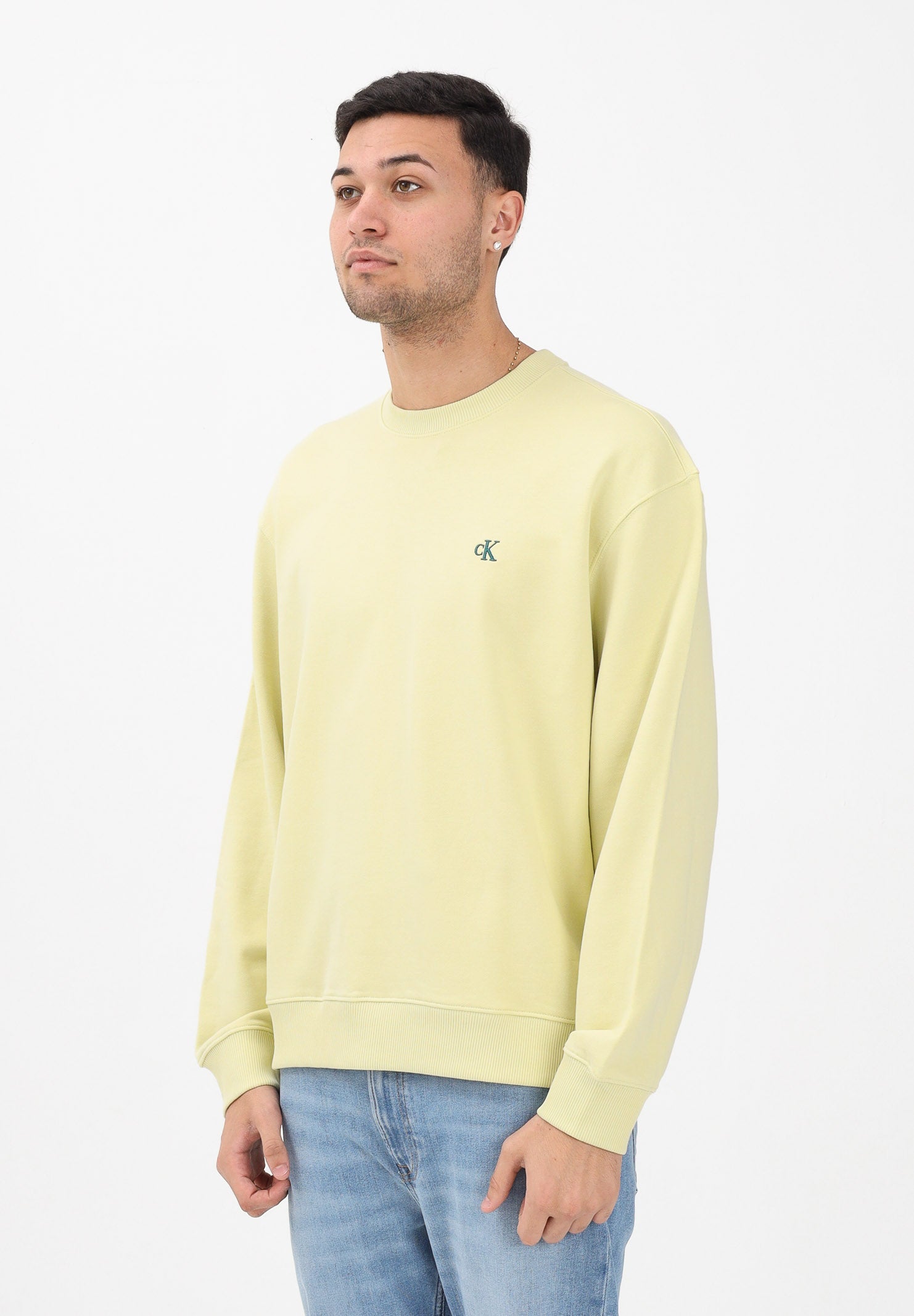 CALVIN KLEIN JEANS Felpa girocollo lime da uomo LV04RC296G2EZ . CALVIN KLEIN JEANS