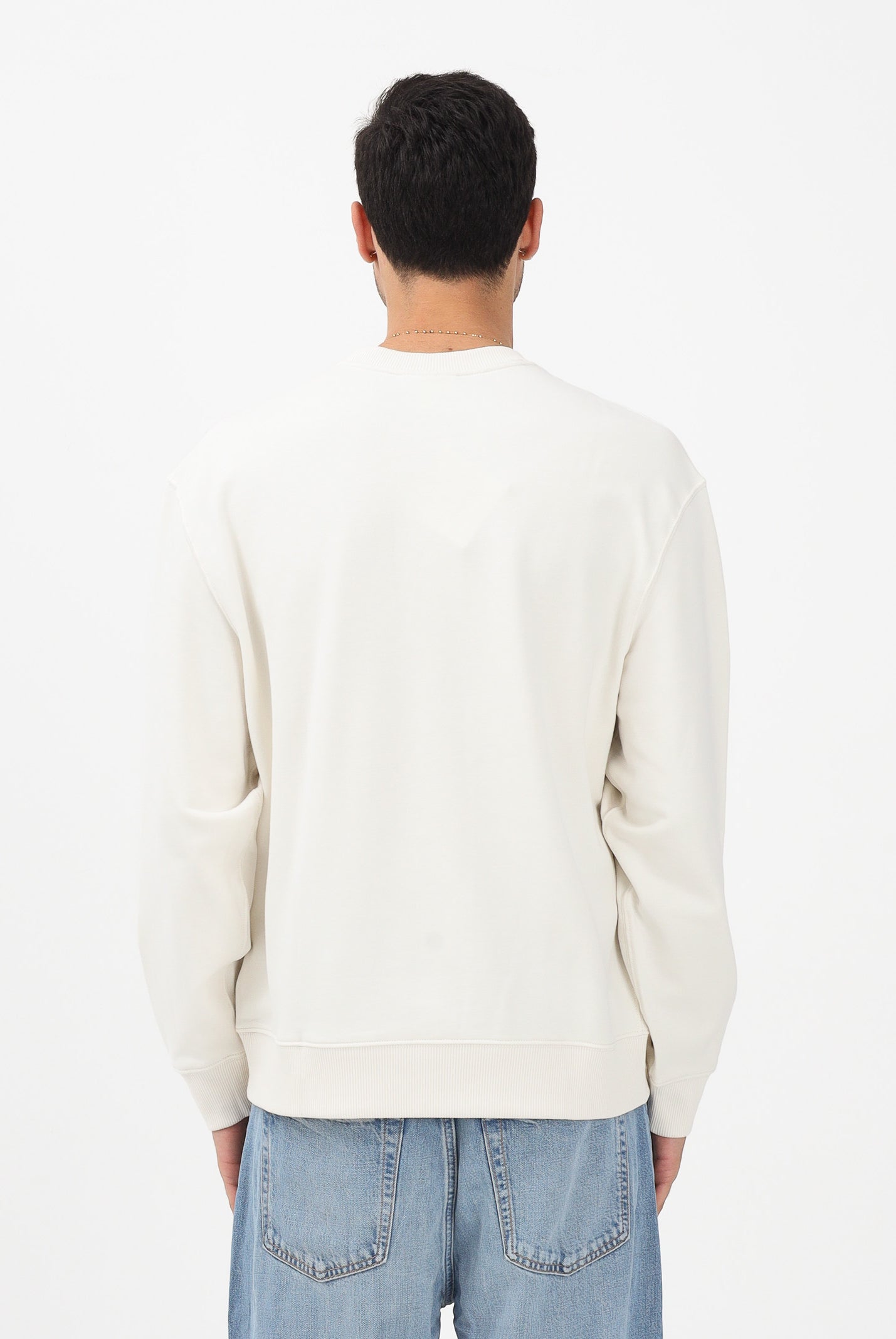CALVIN KLEIN JEANS Felpa girocollo panna da uomo con logo LV04RC296GYAS . CALVIN KLEIN JEANS