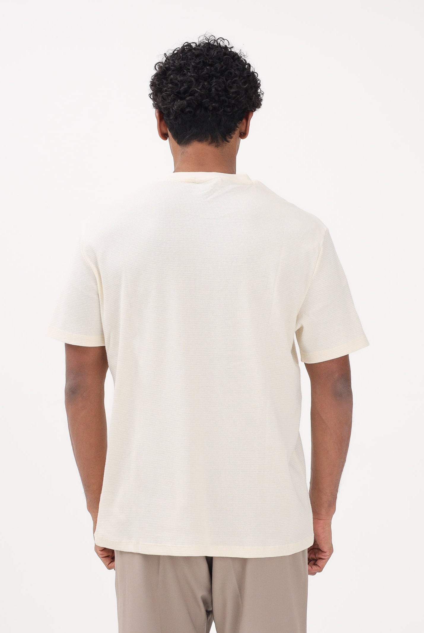 CALVIN KLEIN JEANS T-shirt a manica corta panna da uomo con patch logo LV04RD008G F7J CALVIN KLEIN JEANS