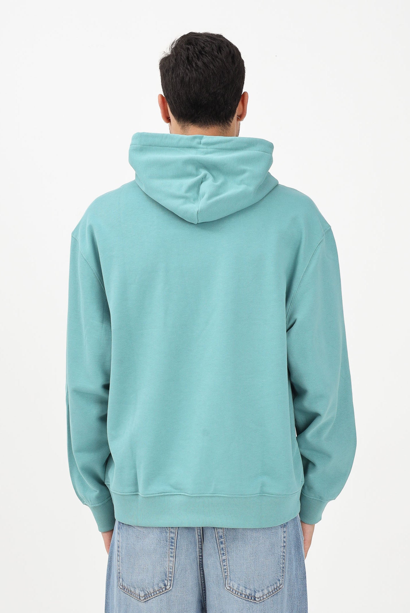 CALVIN KLEIN JEANS Felpa con cappuccio verde acqua da uomo con logo LV04RD243G2IR . CALVIN KLEIN JEANS