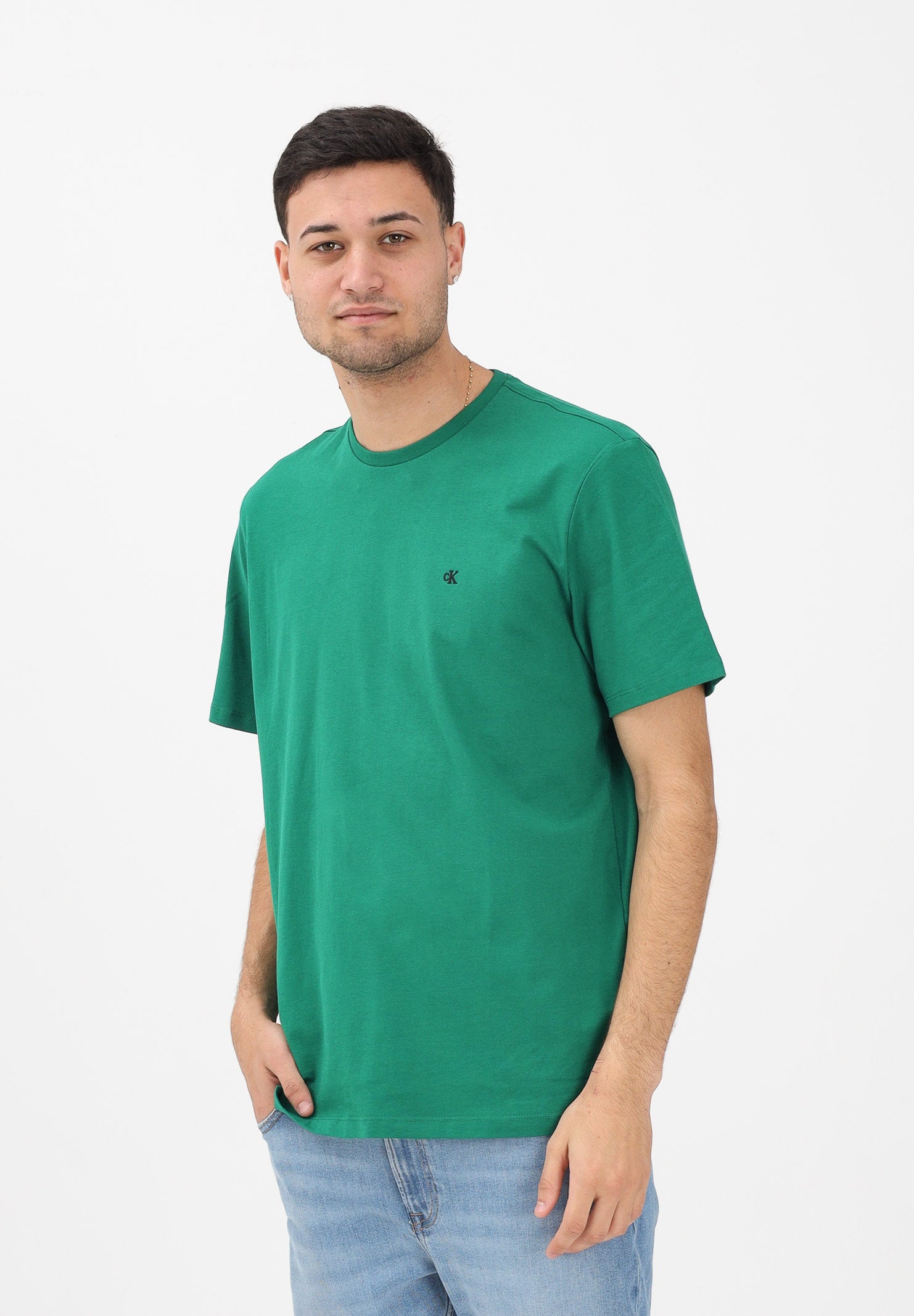 CALVIN KLEIN JEANS T-shirt a manica corta verde da uomo con logo LV04RD254G2ES . CALVIN KLEIN JEANS