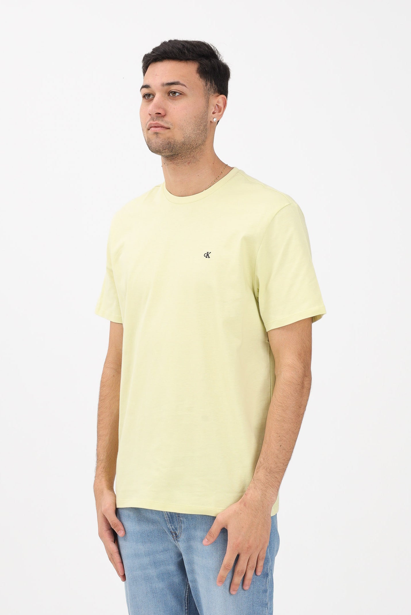 CALVIN KLEIN JEANS T-shirt a manica corta verde lime da uomo con logo LV04RD254G2EZ . CALVIN KLEIN JEANS