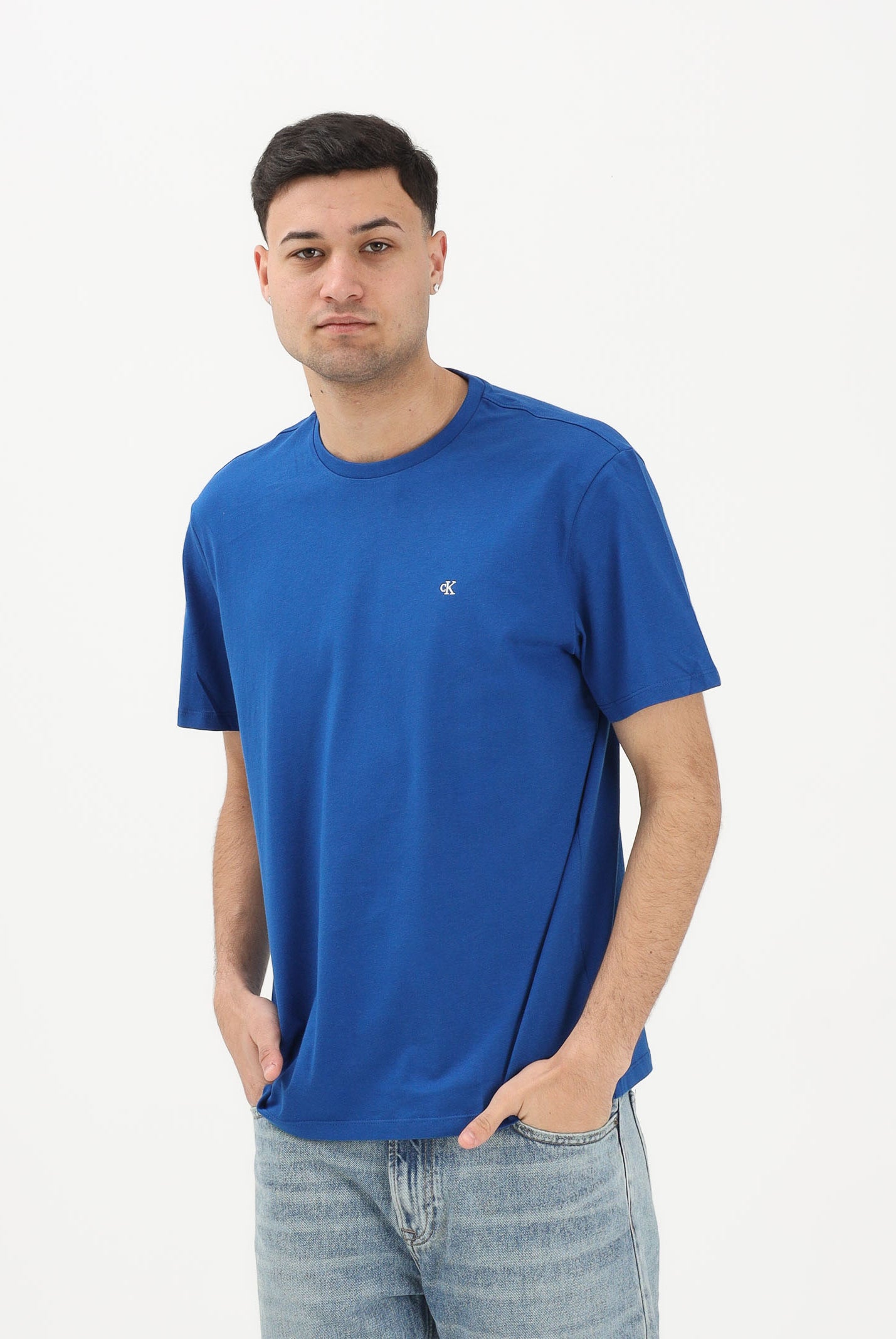CALVIN KLEIN JEANS T-shirt a manica corta blu da uomo con logo LV04RD254G2IL . CALVIN KLEIN JEANS