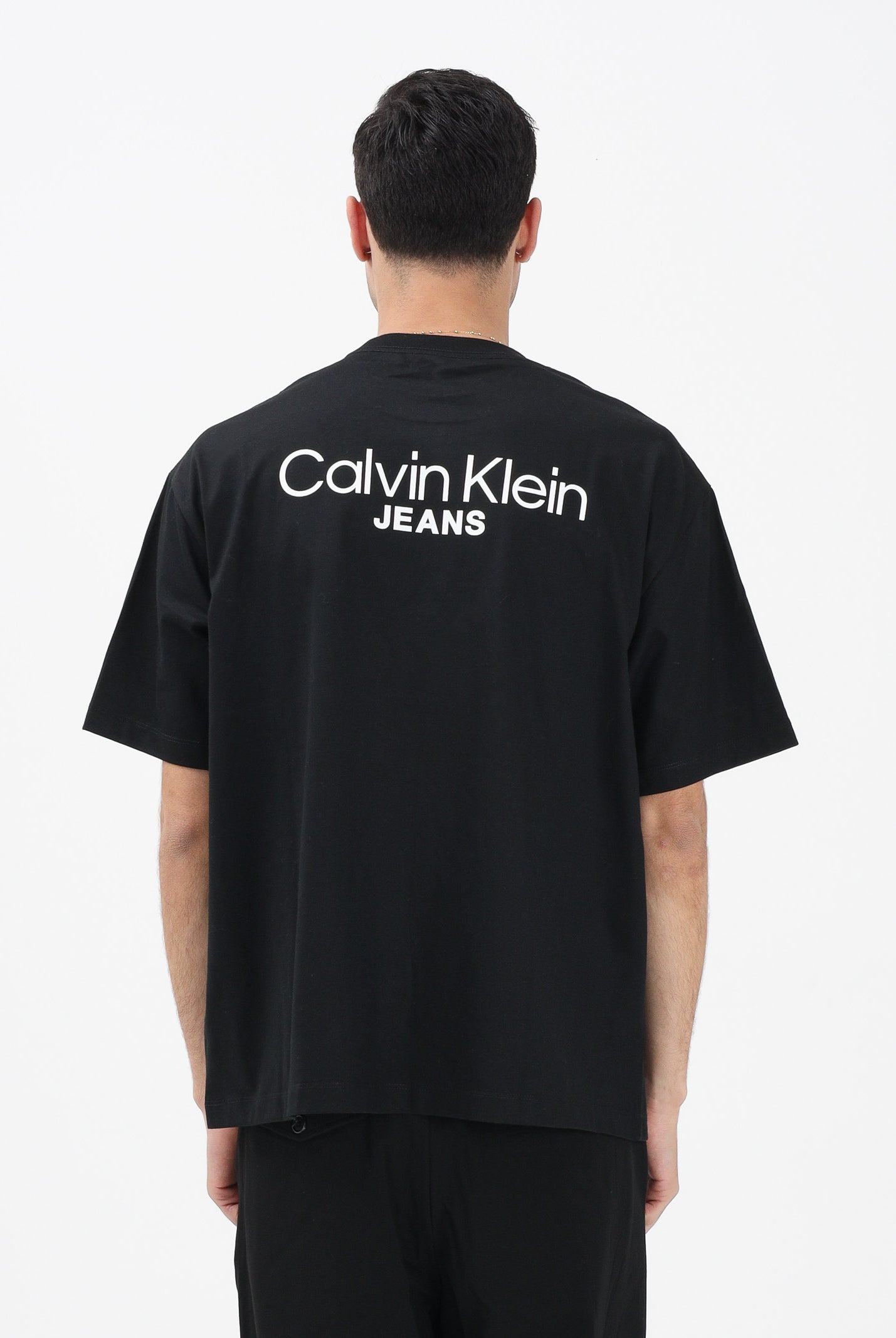 CALVIN KLEIN JEANS T-shirt a manica corta nera da uomo con stampa logo LV04RD825GUB1 . CALVIN KLEIN JEANS