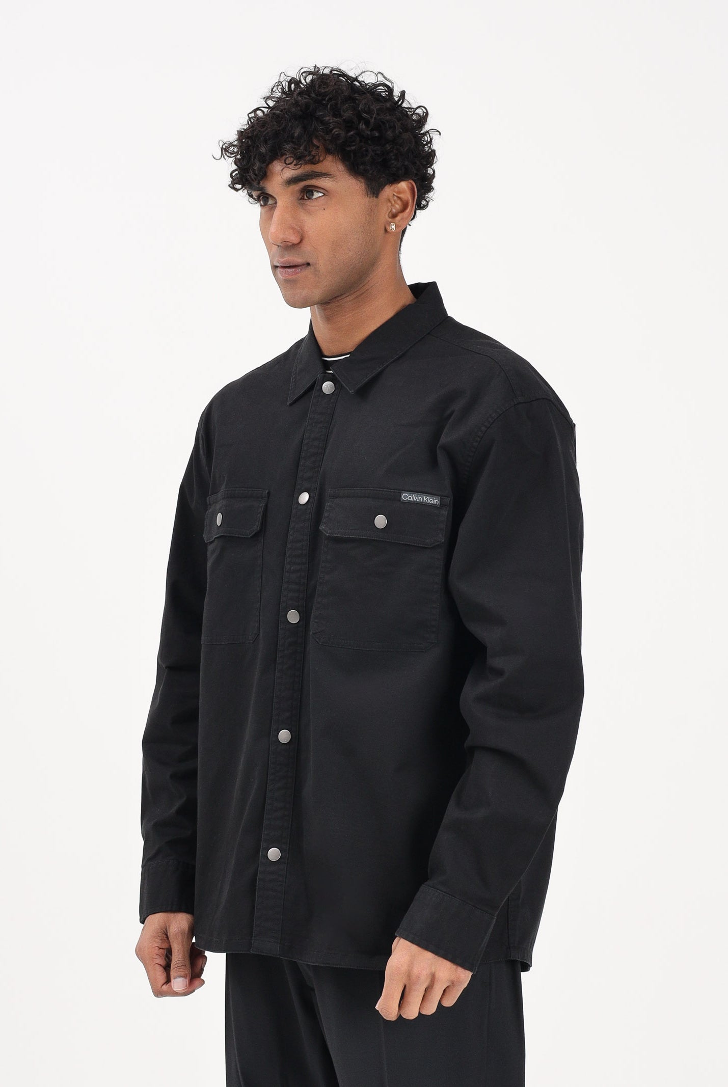 CALVIN KLEIN JEANS Camicia a manica lunga nera da uomo LV04RE103GUB1 . CALVIN KLEIN JEANS