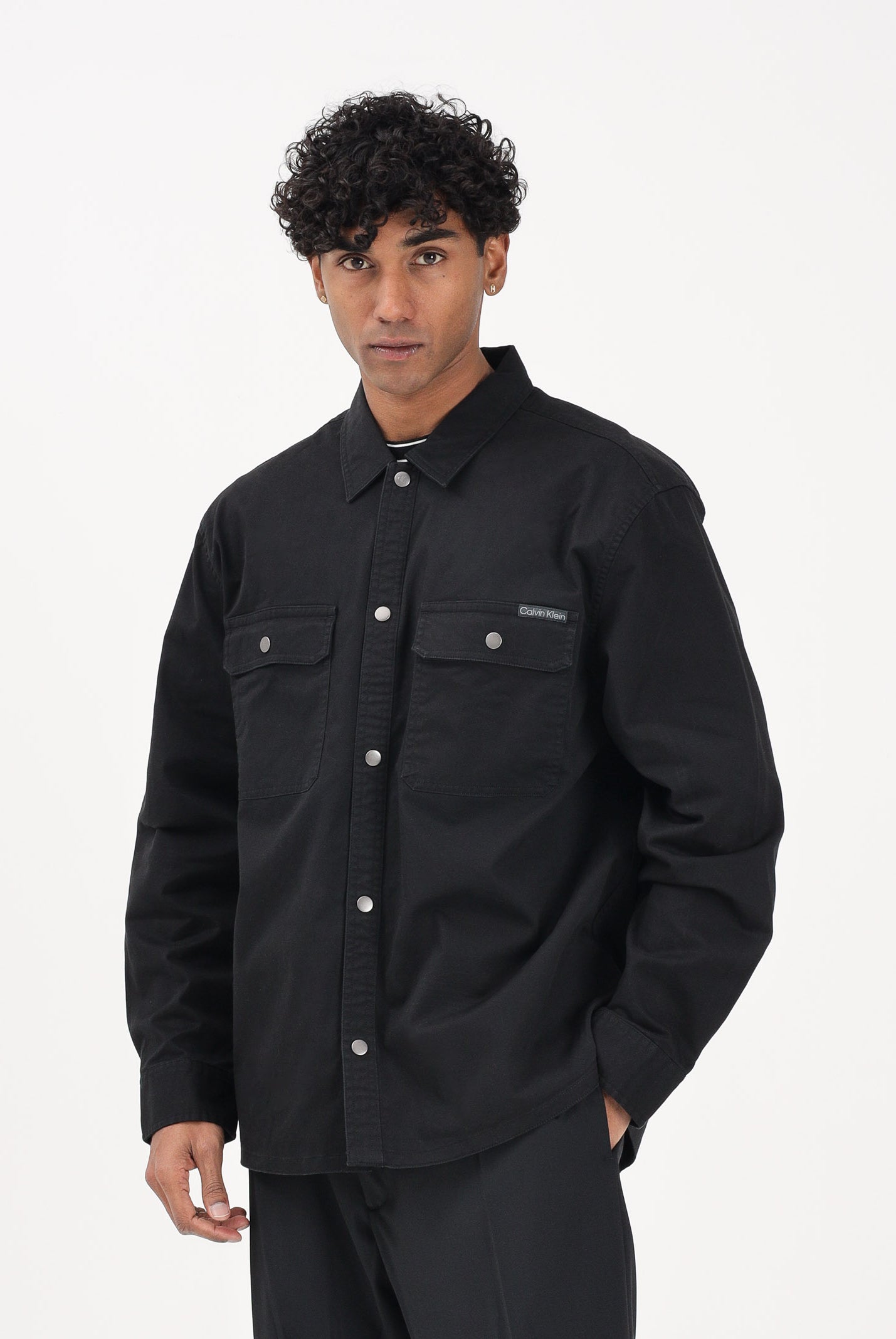CALVIN KLEIN JEANS Camicia a manica lunga nera da uomo LV04RE103GUB1 . CALVIN KLEIN JEANS